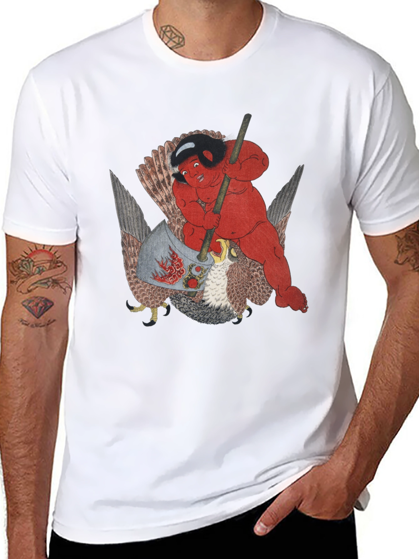 Red Demon Riding Falcon Graphic Tee