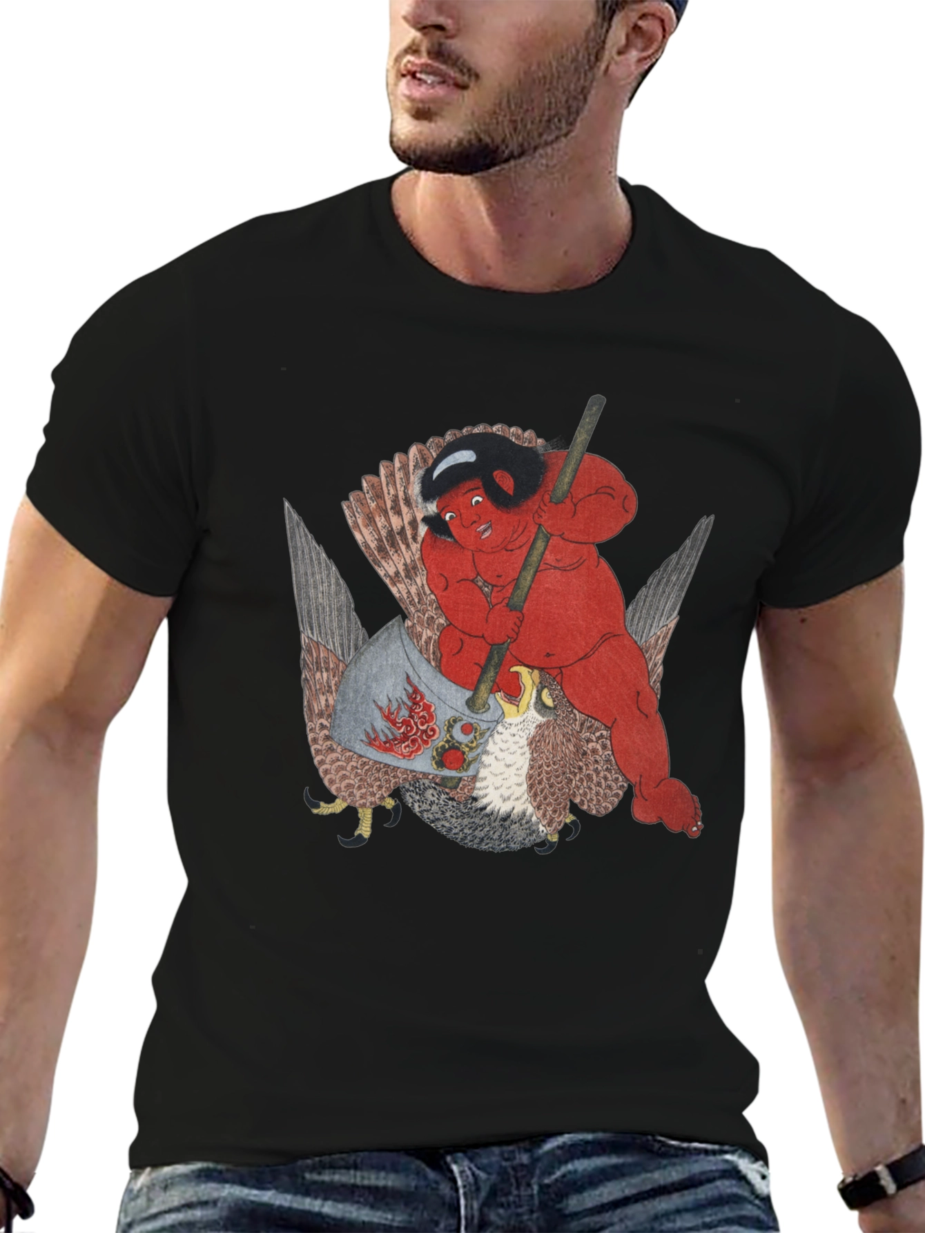 Red Demon Riding Falcon Graphic Tee