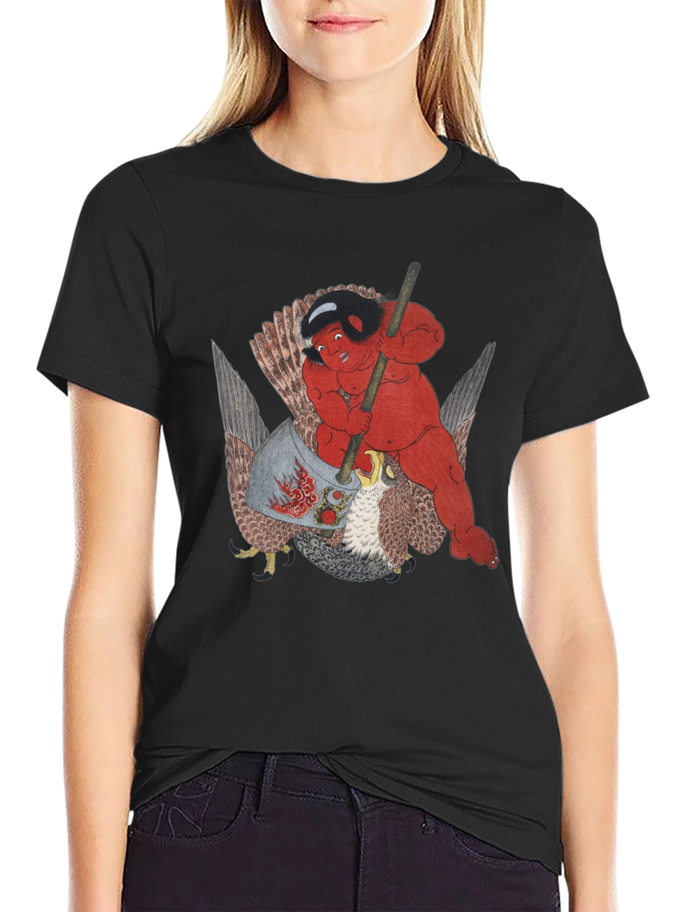 Red Demon Riding Falcon Graphic Tee