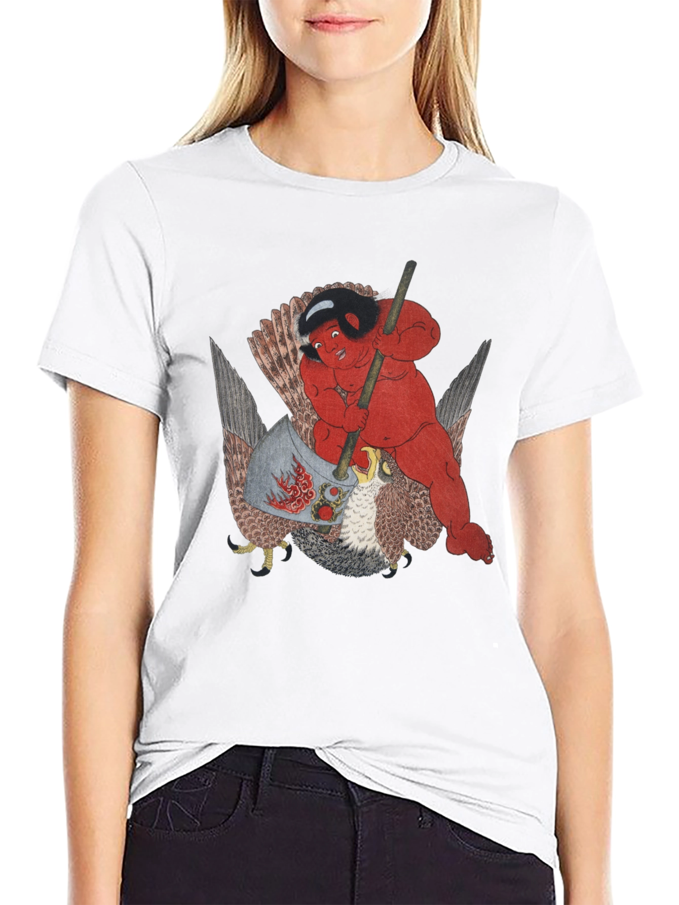 Red Demon Riding Falcon Graphic Tee