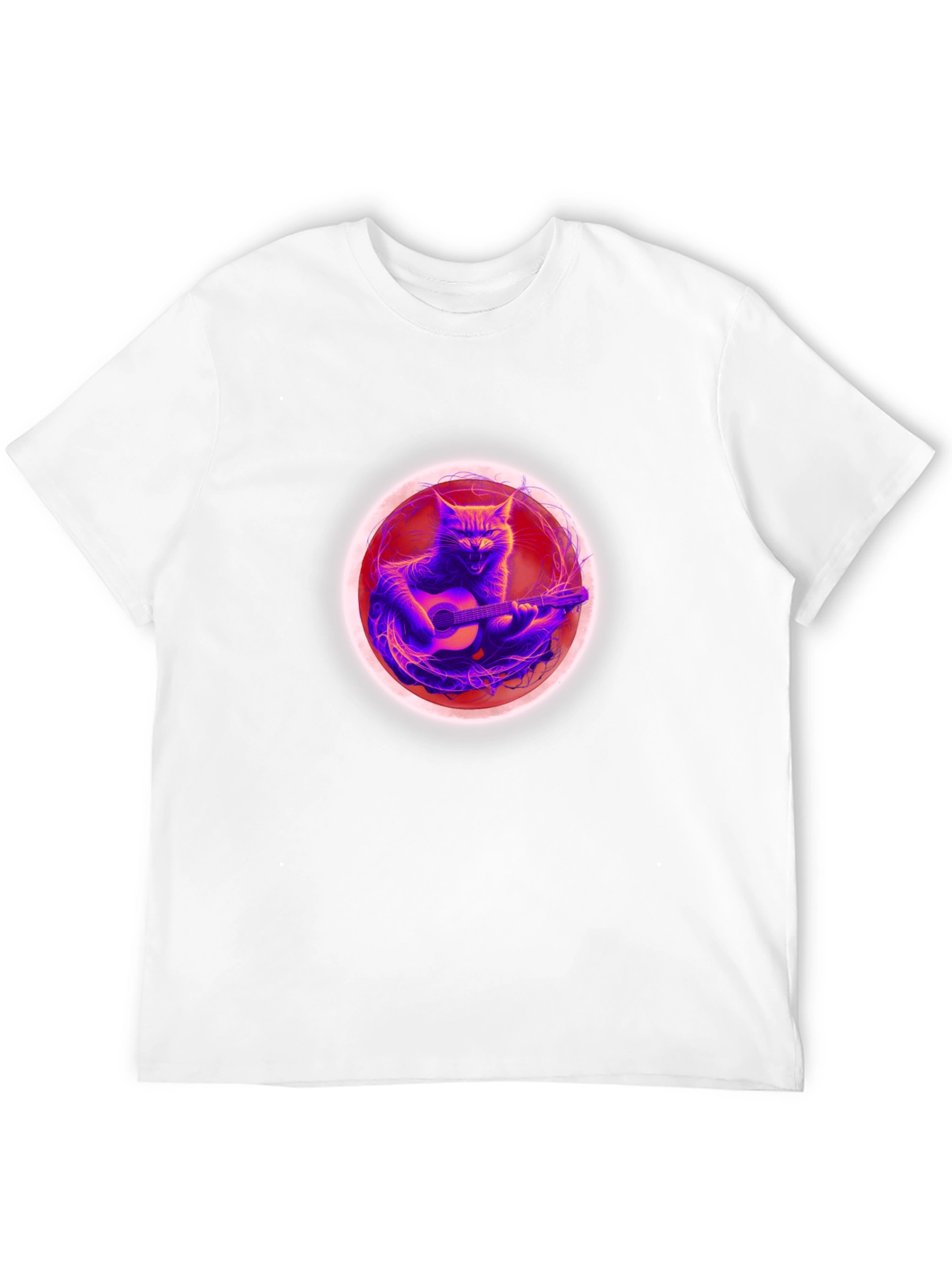 Cat Guitar Player Black T-Shirt