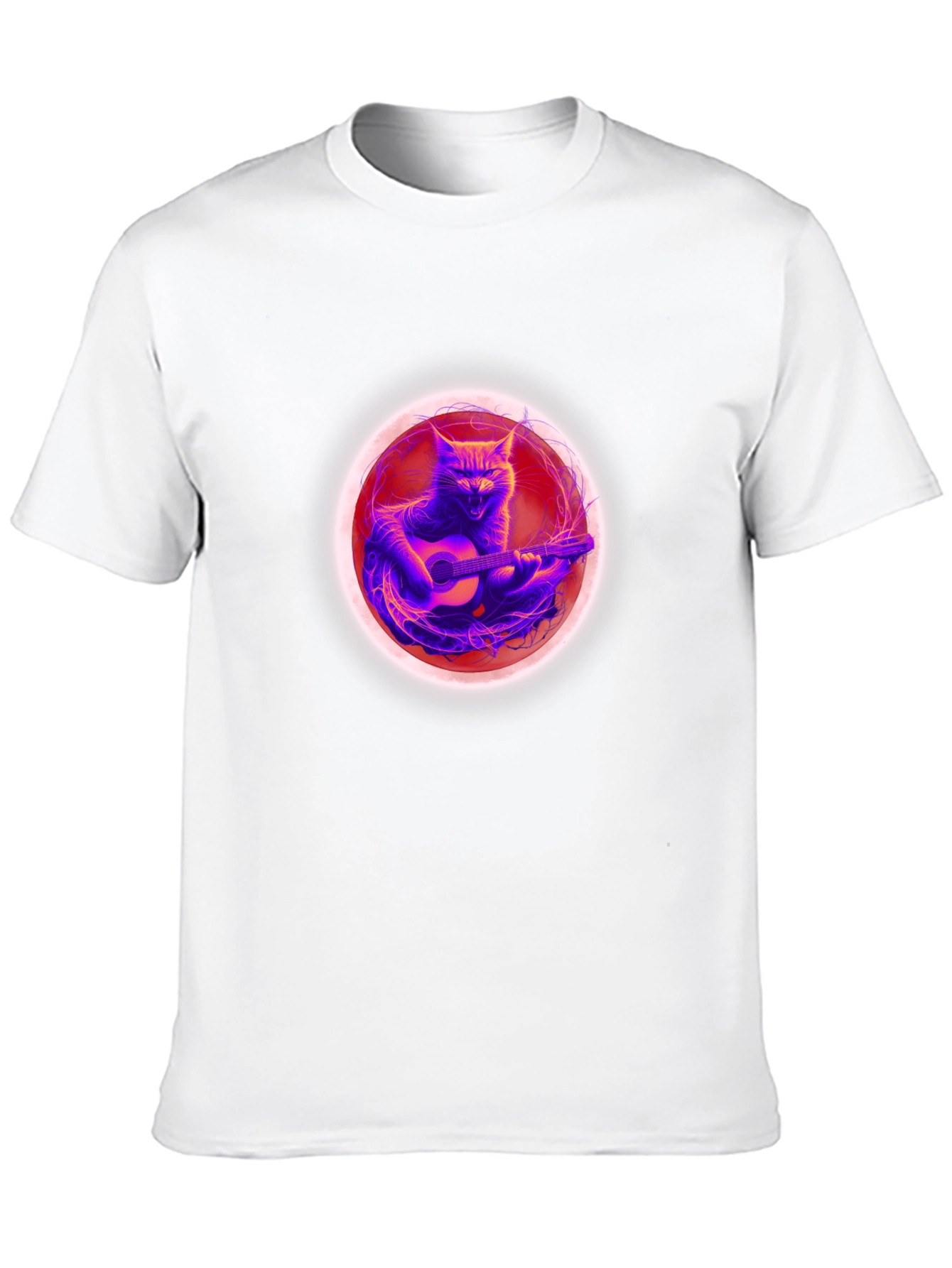 Cat Guitar Player Black T-Shirt