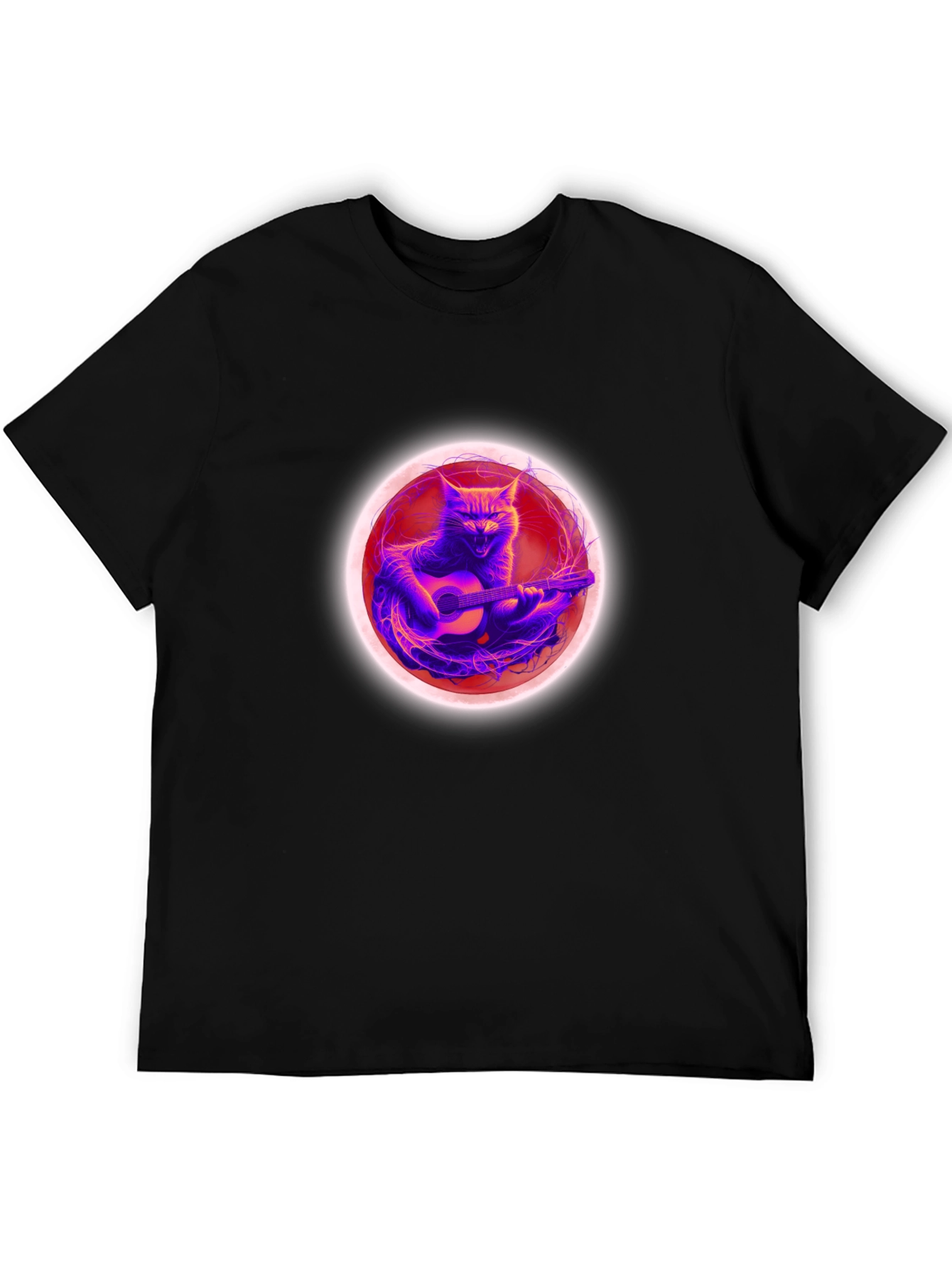 Cat Guitar Player Black T-Shirt