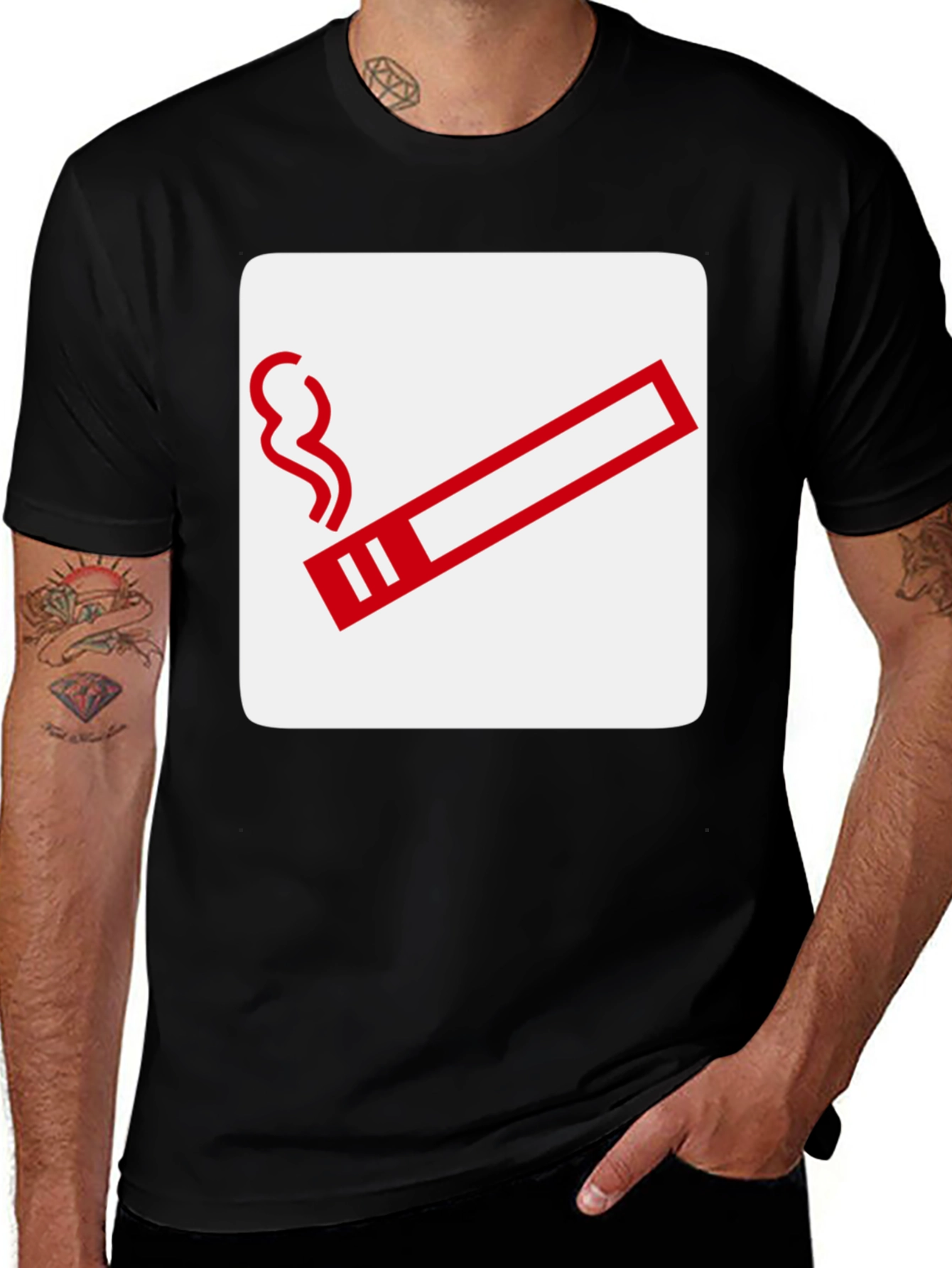 Smoking Area Graphic Tee - Black Cotton T-Shirt