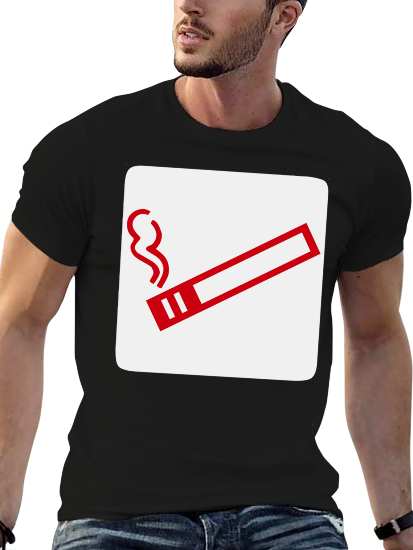 Smoking Area Graphic Tee - Black Cotton T-Shirt
