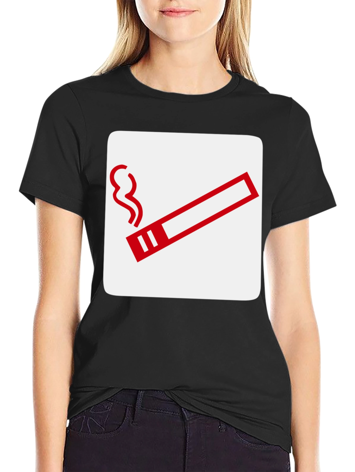 Smoking Area Graphic Tee - Black Cotton T-Shirt