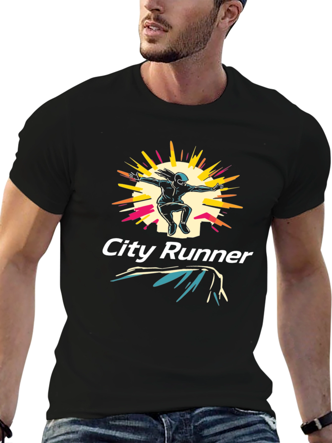 City Runner Graphic Tee - Urban Style Black T-Shirt