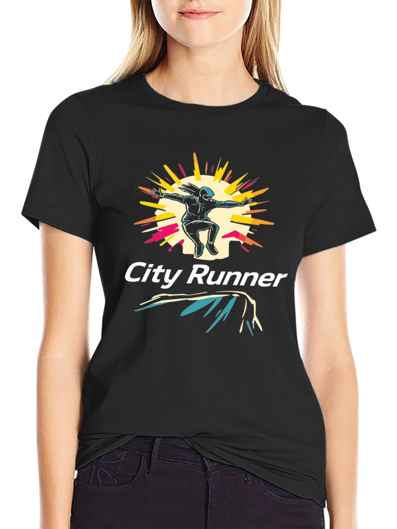 City Runner Graphic Tee - Urban Style Black T-Shirt