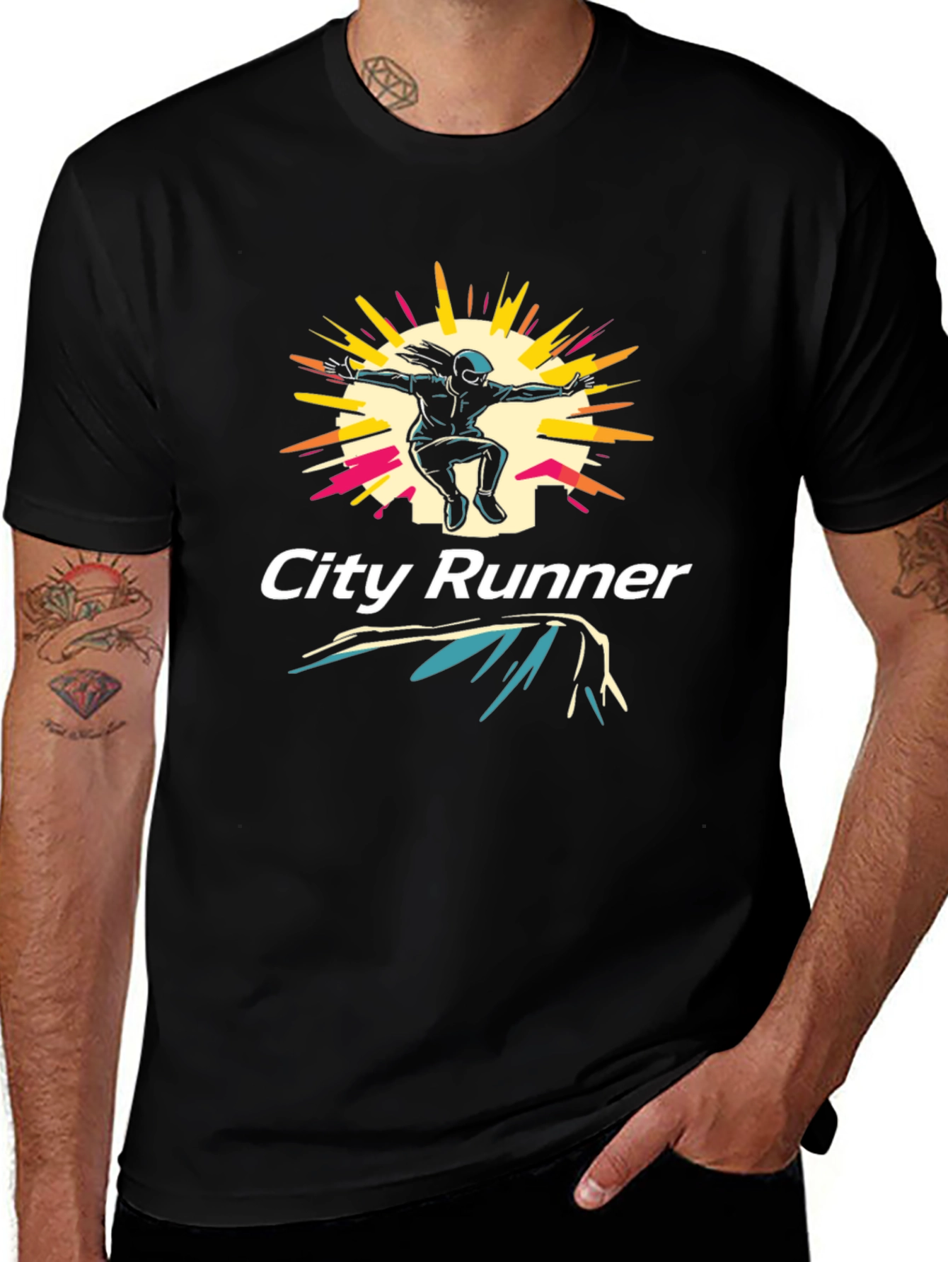 City Runner Graphic Tee - Urban Style Black T-Shirt