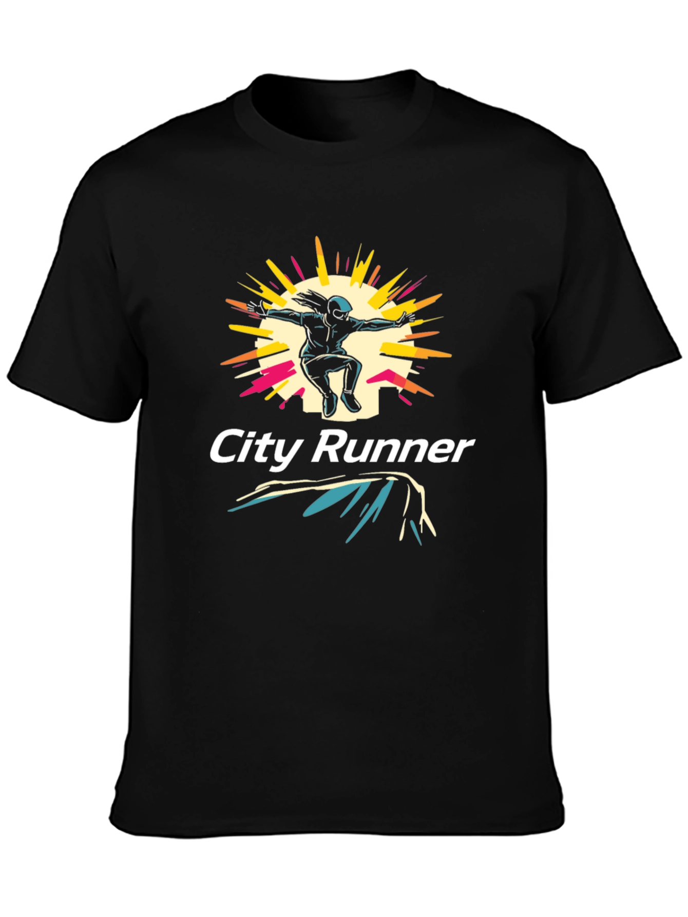 City Runner Graphic Tee - Urban Style Black T-Shirt