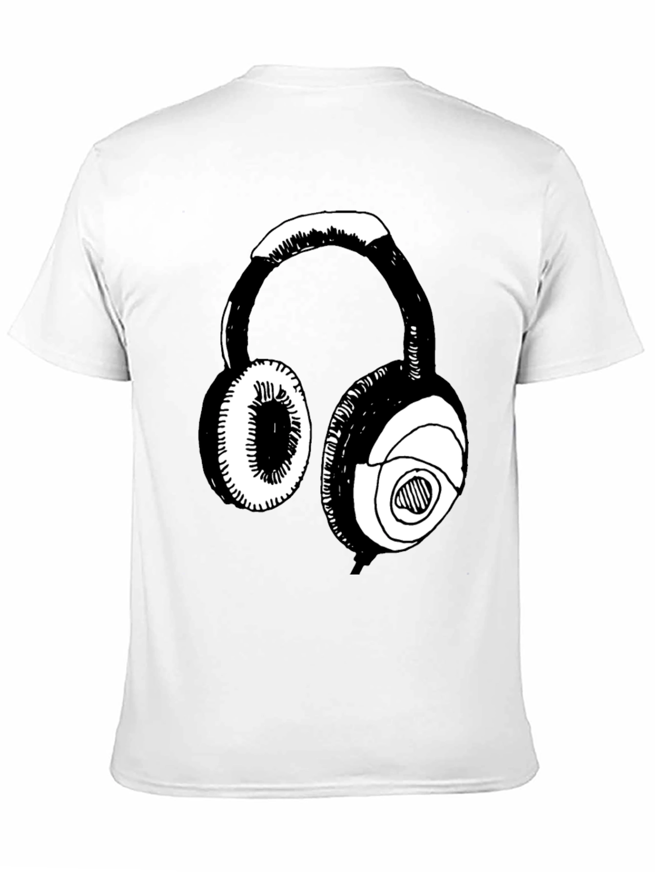 Headphones Graphic Tee - Black Casual T-Shirt