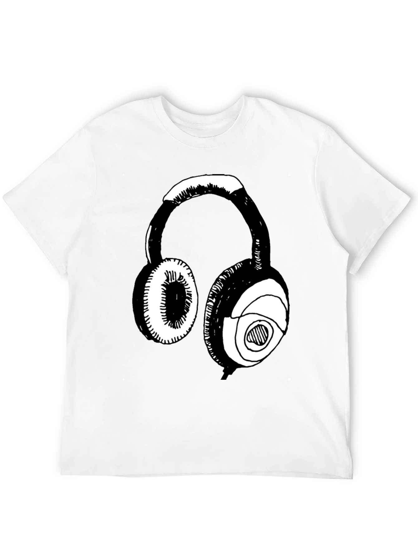 Headphones Graphic Tee - Black Casual T-Shirt