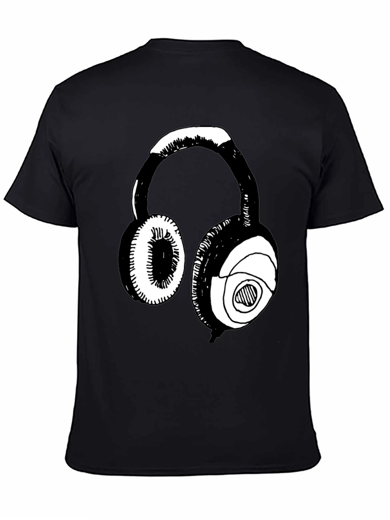 Headphones Graphic Tee - Black Casual T-Shirt