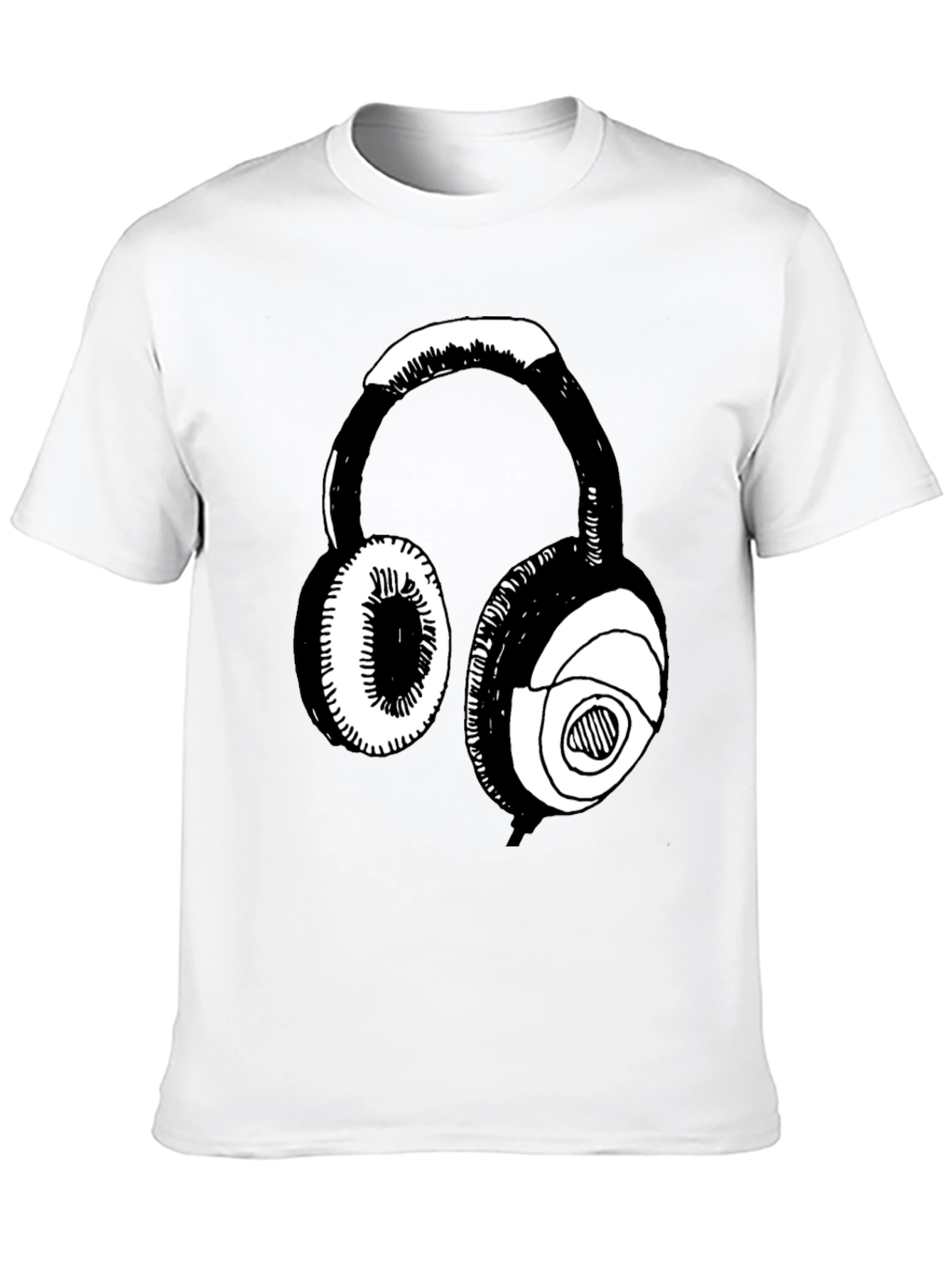 Headphones Graphic Tee - Black Casual T-Shirt