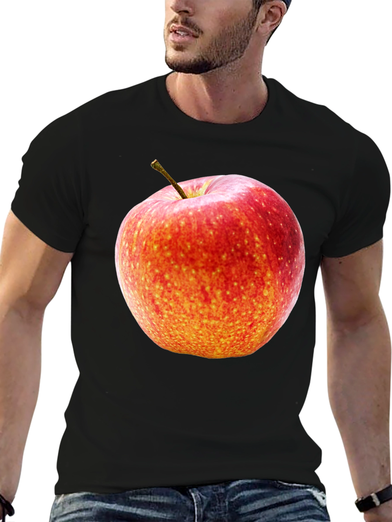 Apple Graphic Black Tee - Fresh & Fun