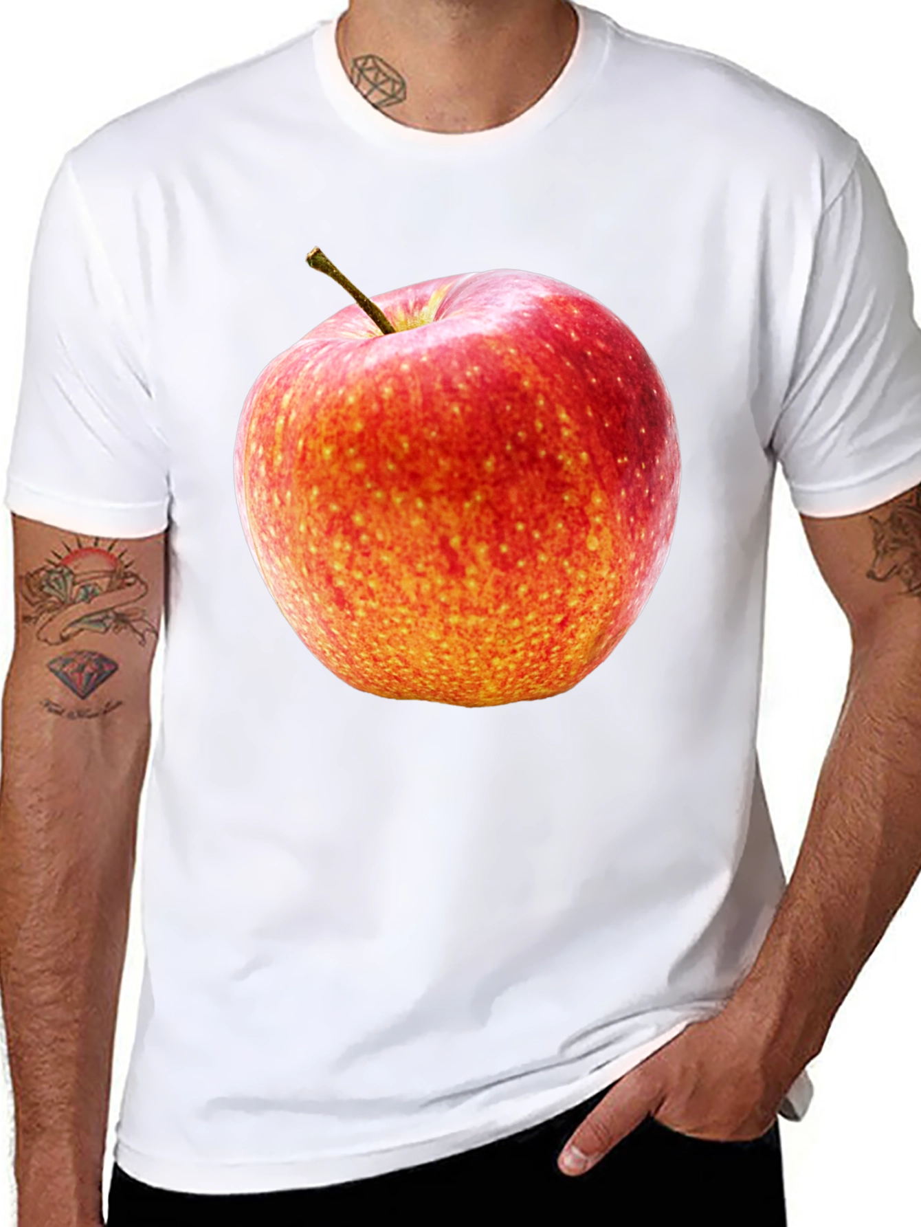 Apple Graphic Black Tee - Fresh & Fun