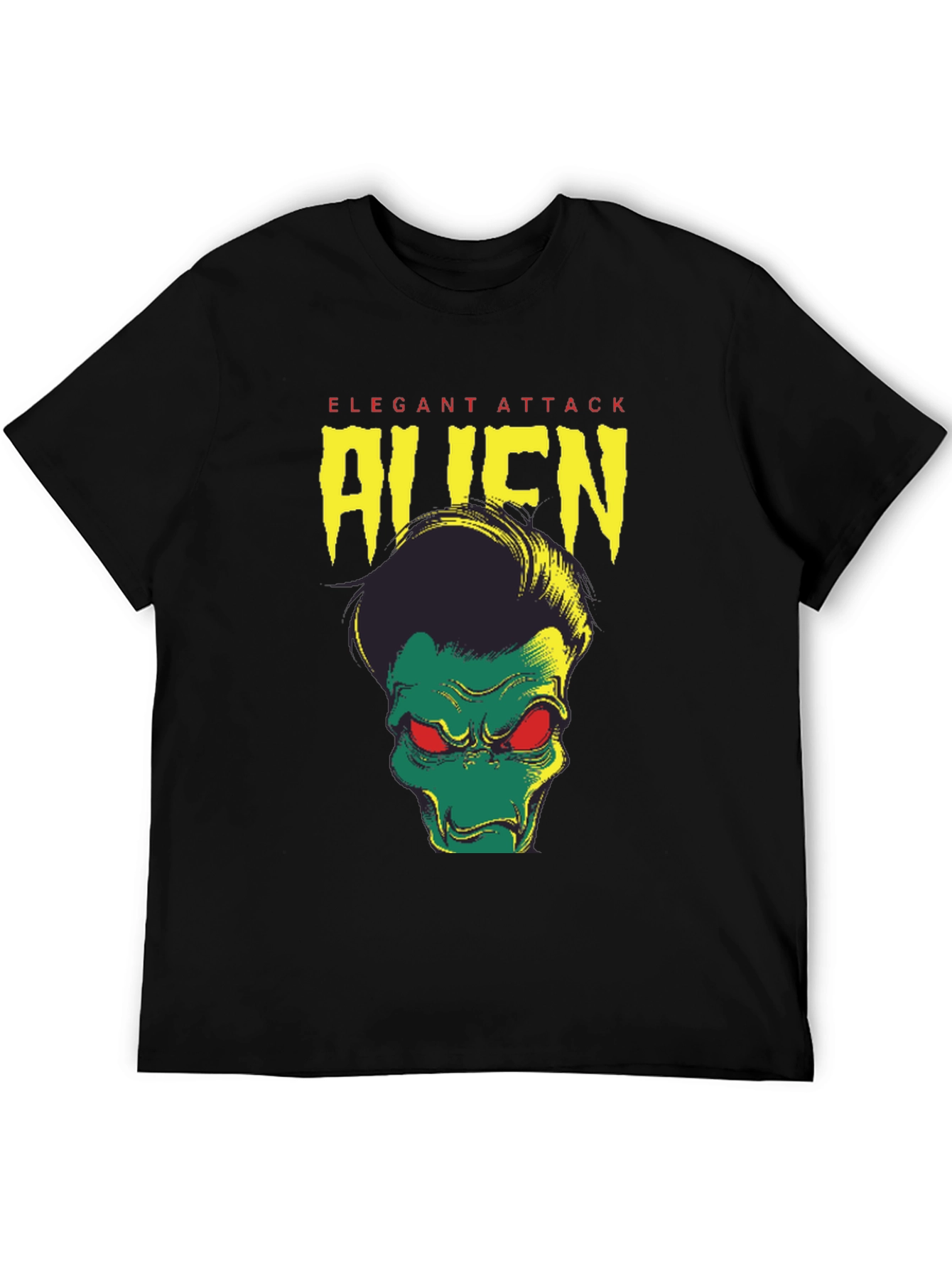 Elegant Attack Alien Graphic Tee - Black
