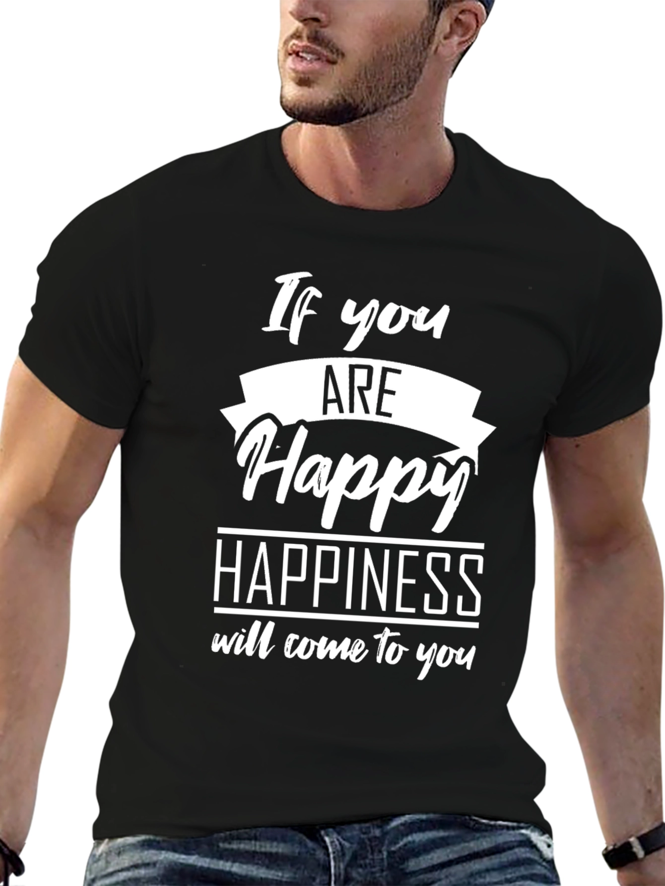 If You Are Happy Graphic T-Shirt - Black