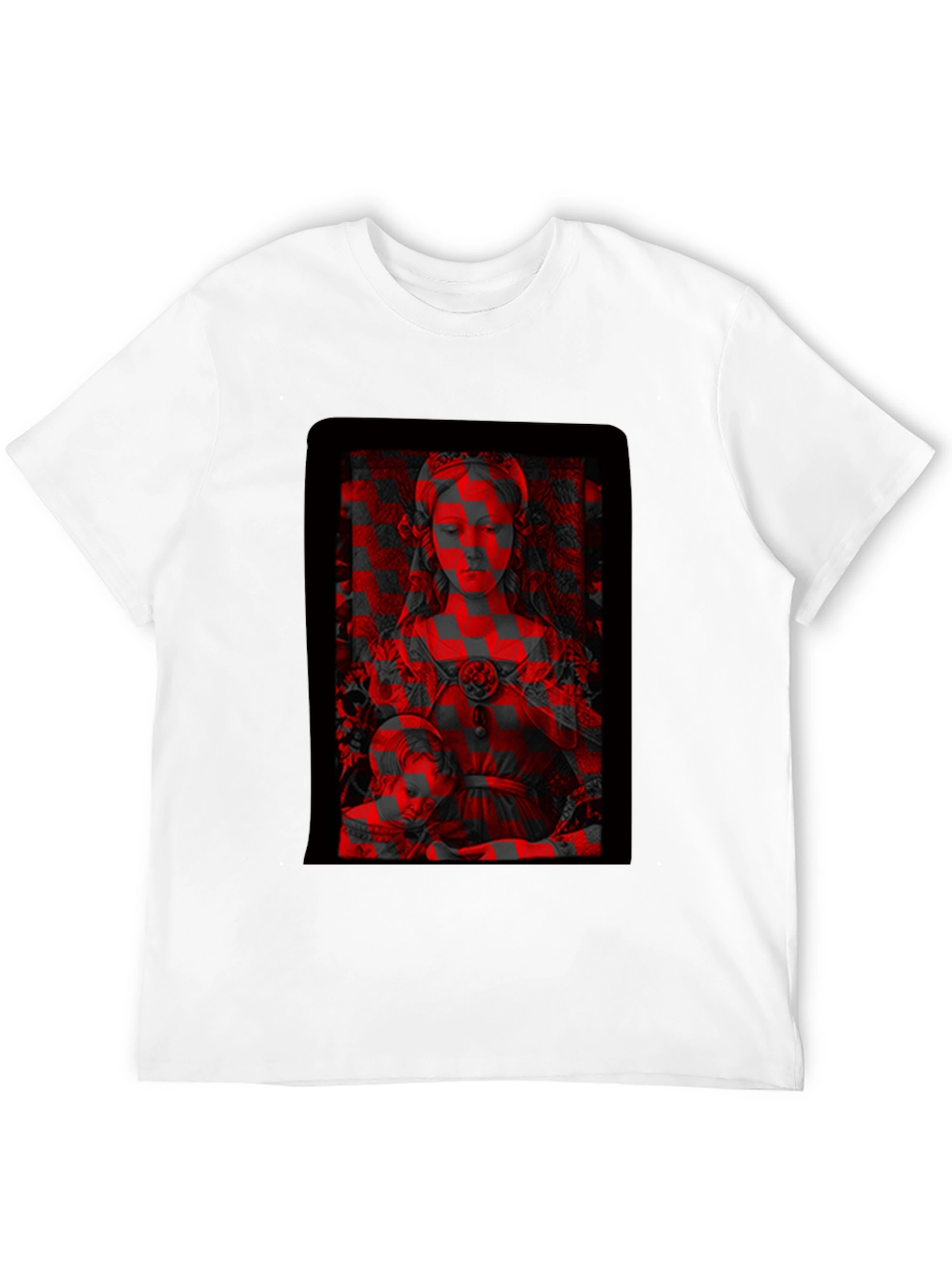 Madonna & Child Red Glitch Black T-Shirt
