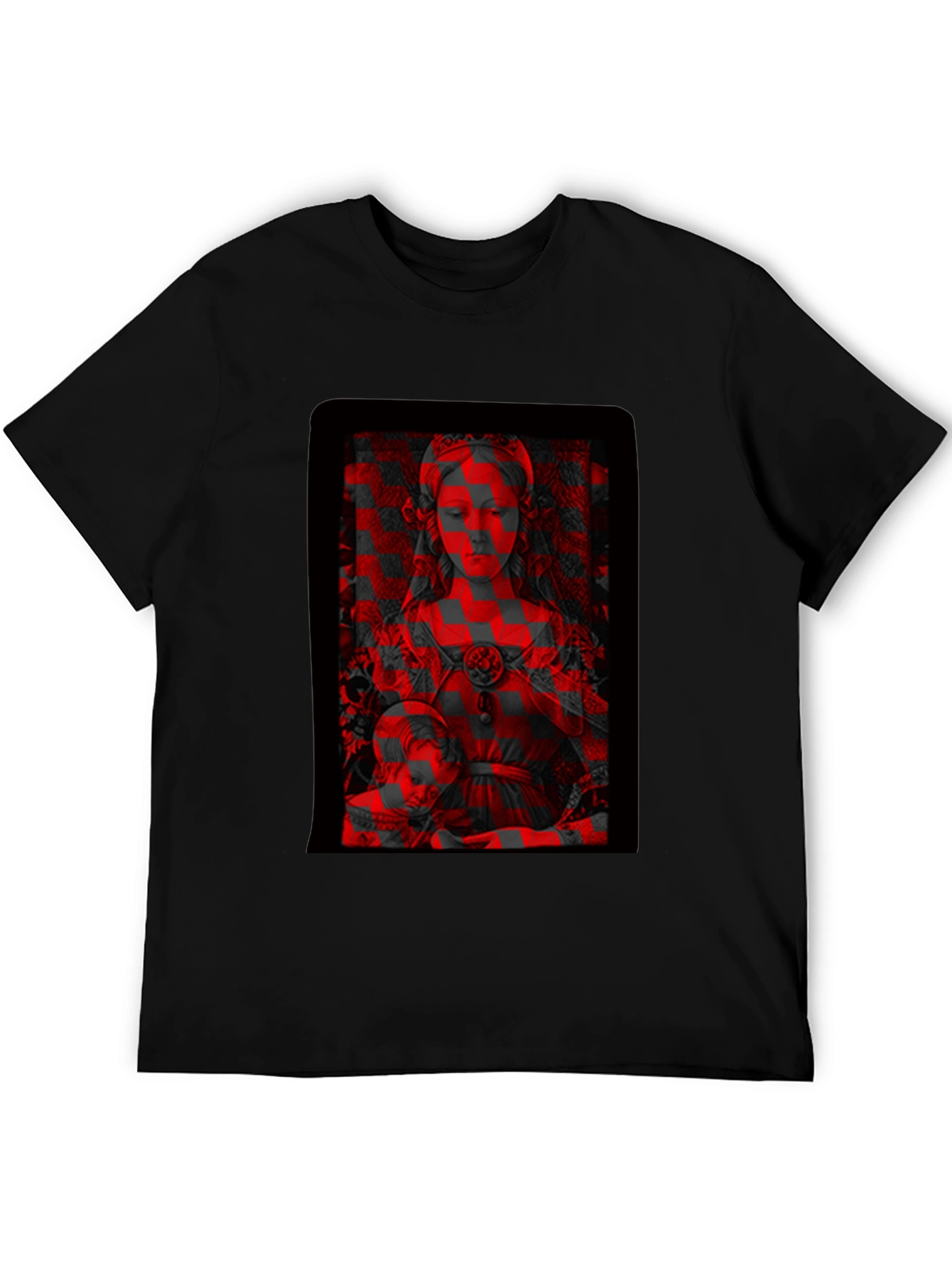 Madonna & Child Red Glitch Black T-Shirt