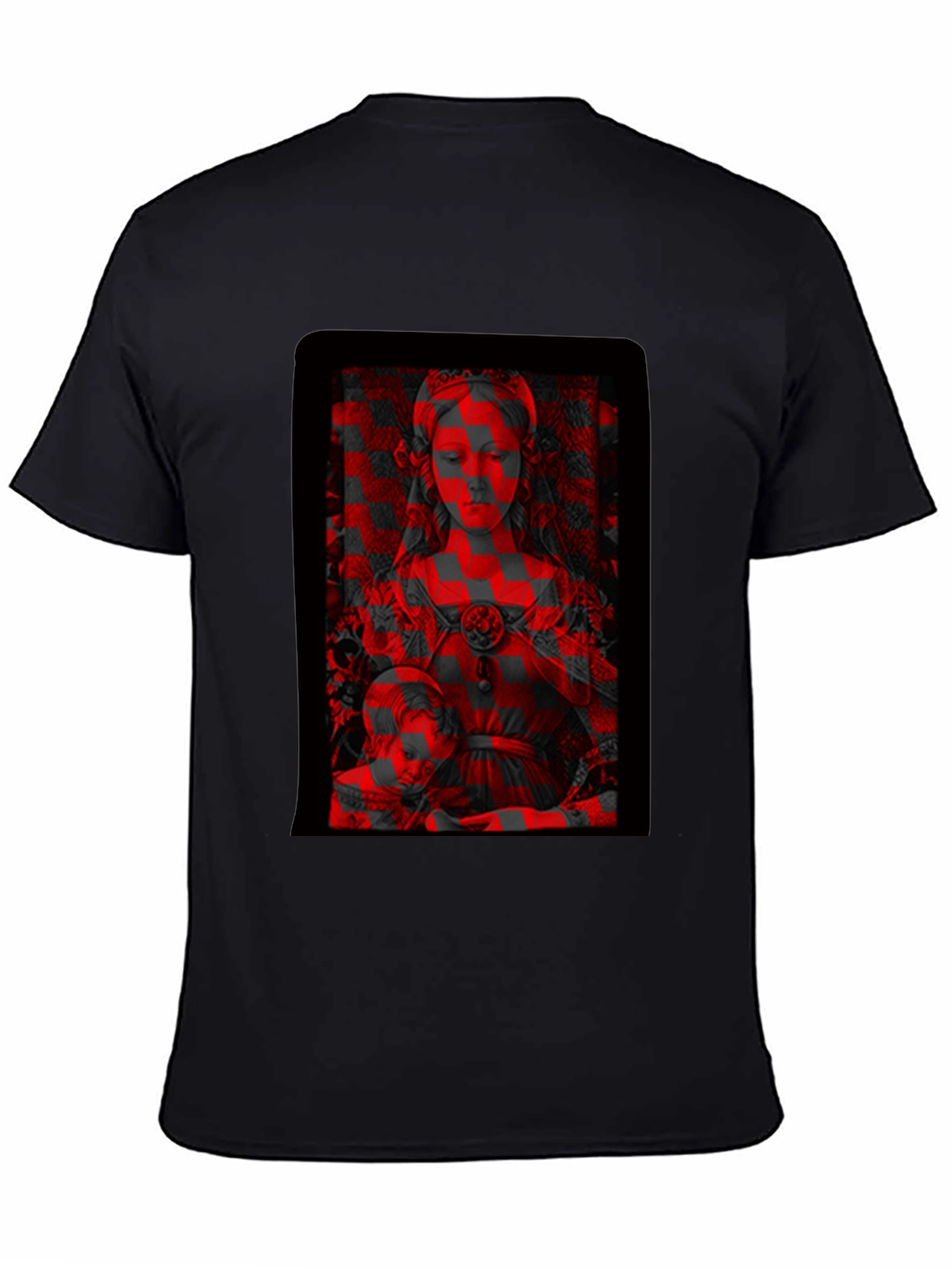 Madonna & Child Red Glitch Black T-Shirt