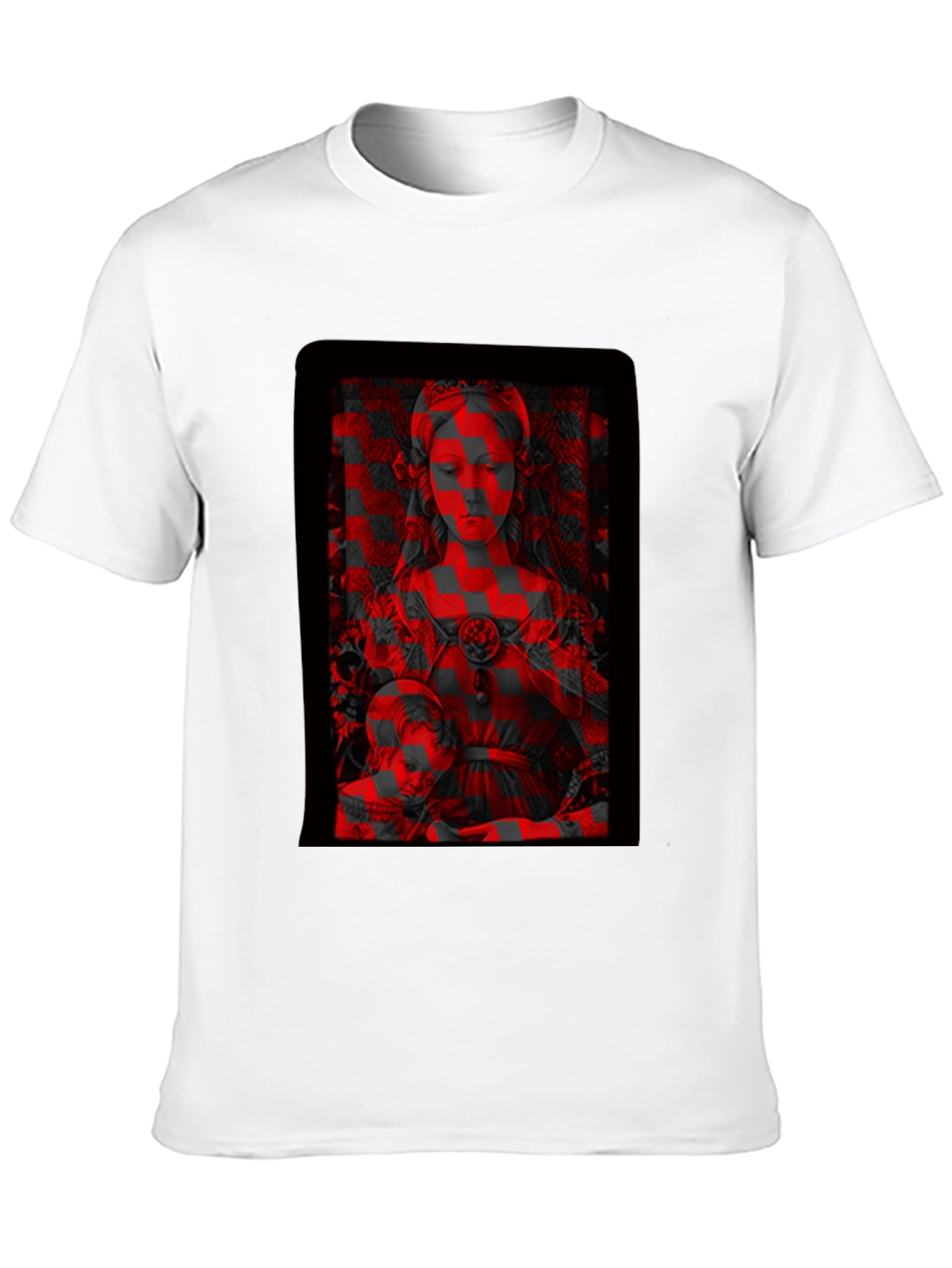 Madonna & Child Red Glitch Black T-Shirt