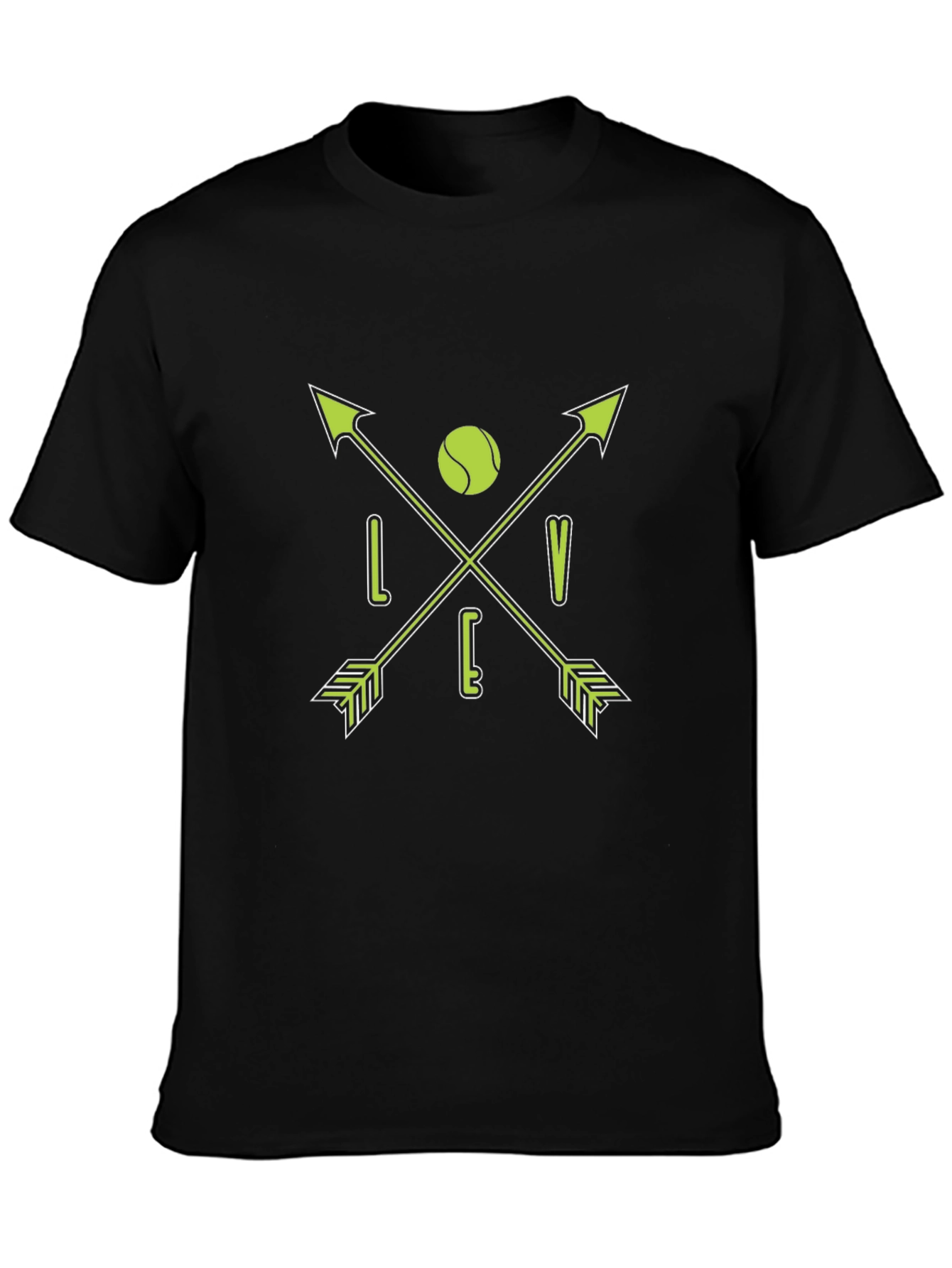 Tennis Love Arrows Graphic Black T-Shirt