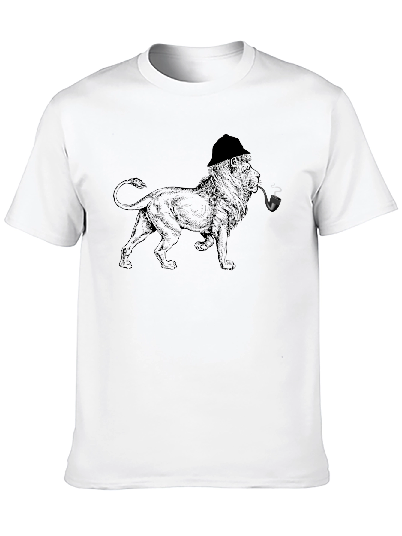 Lion Detective Graphic Tee - Mens Black T-Shirt