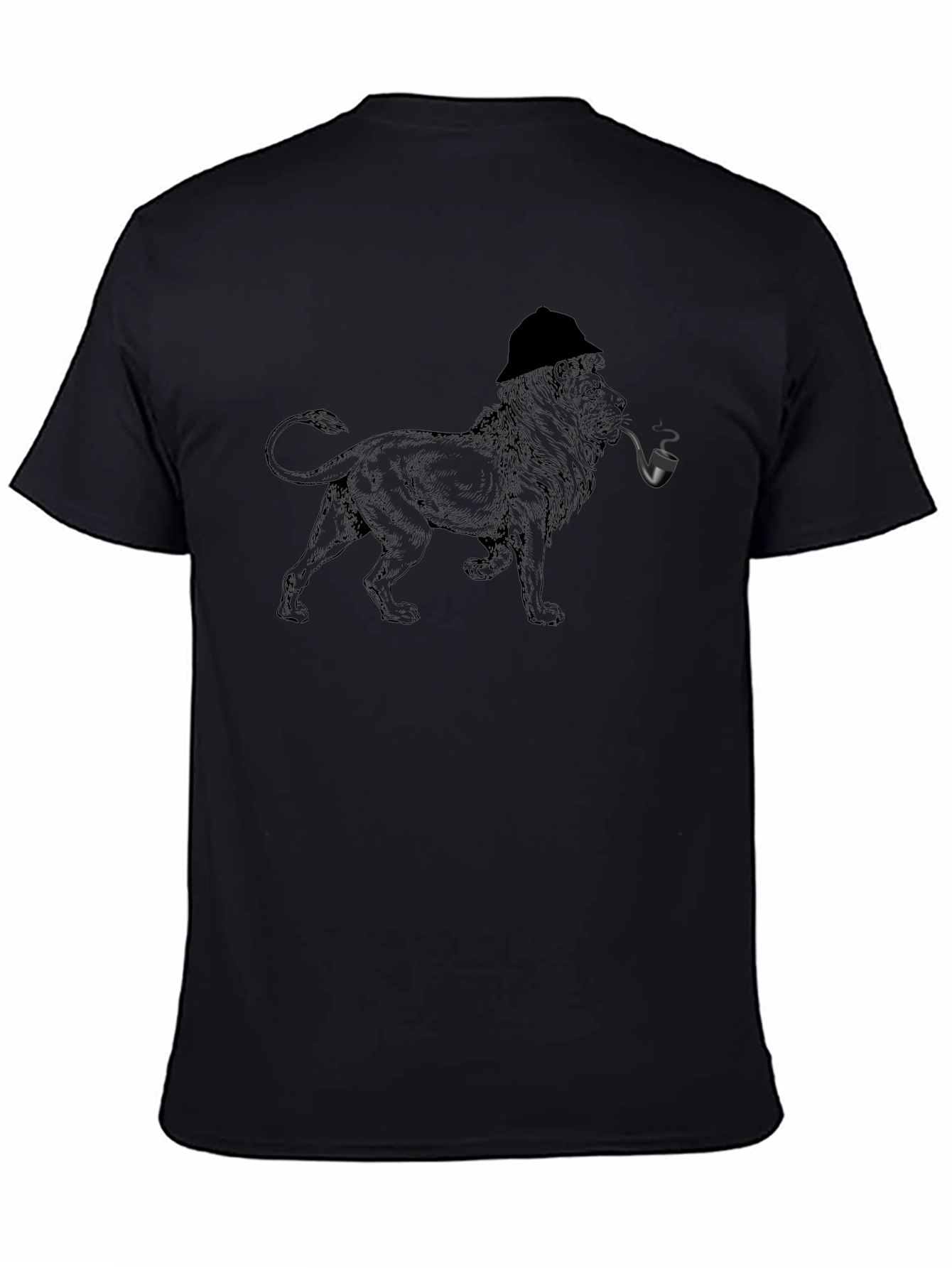 Lion Detective Graphic Tee - Mens Black T-Shirt