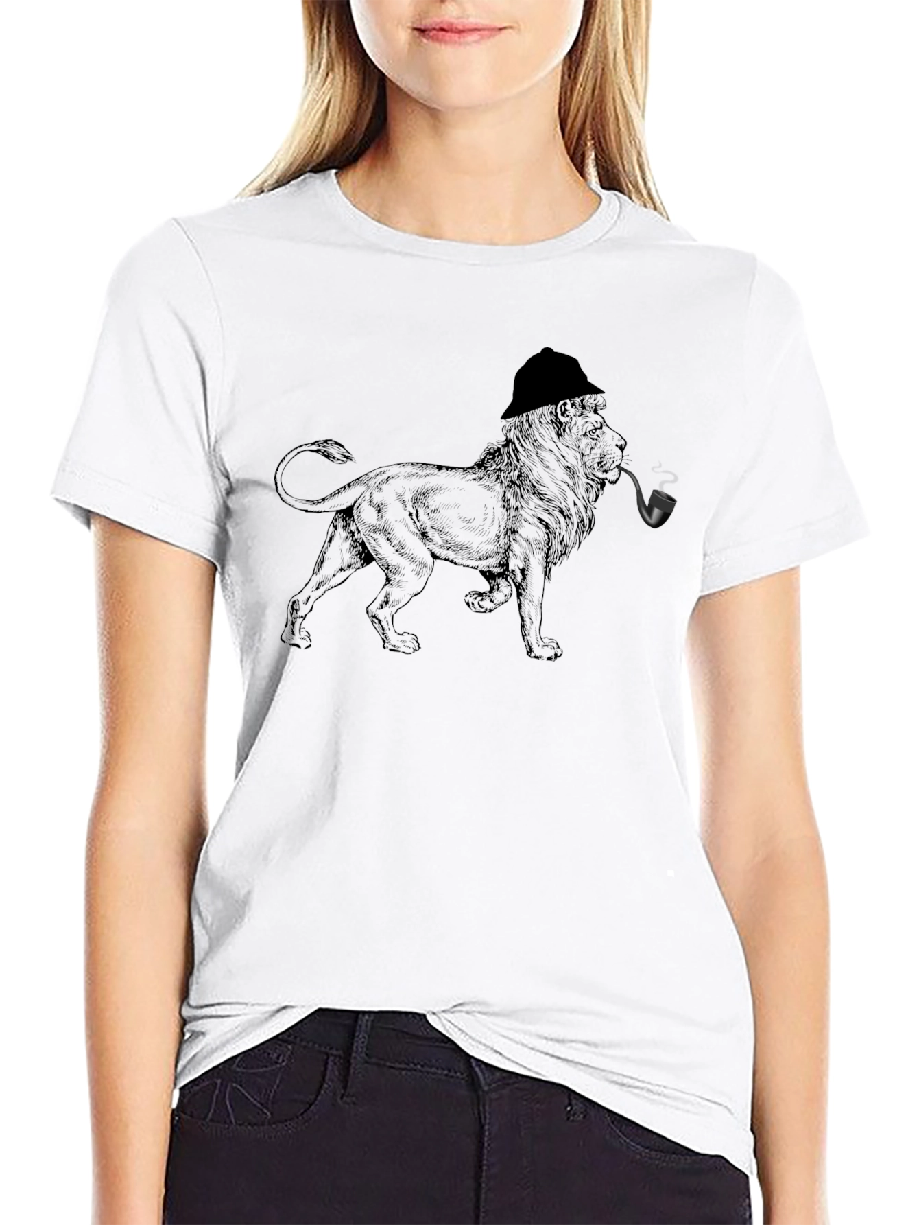 Lion Detective Graphic Tee - Mens Black T-Shirt