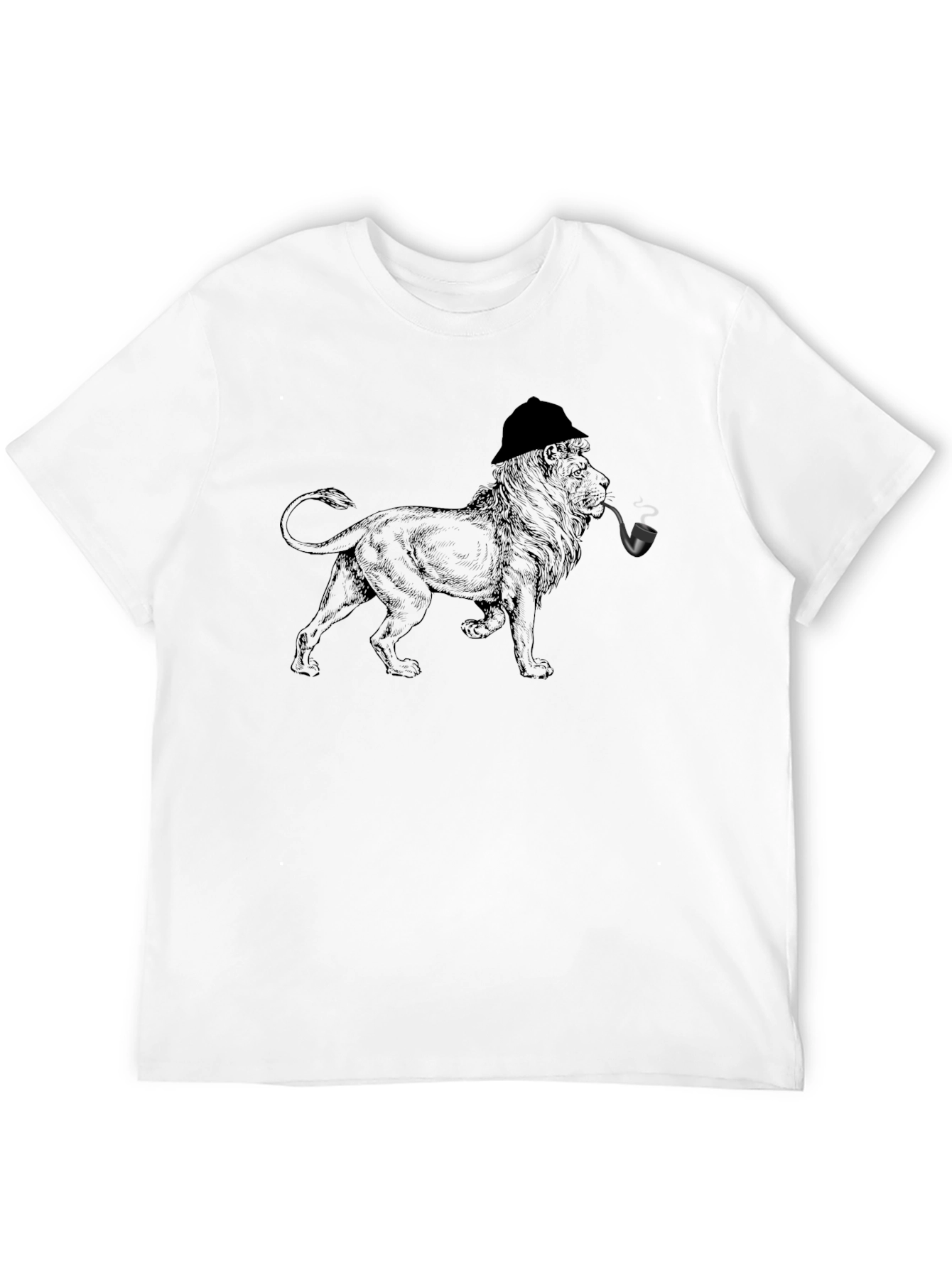 Lion Detective Graphic Tee - Mens Black T-Shirt