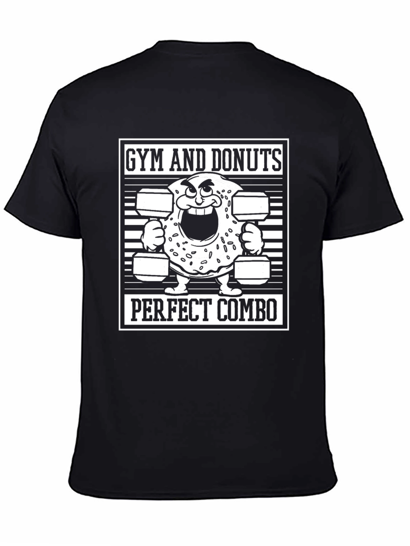Gym and Donuts Perfect Combo Black T-Shirt