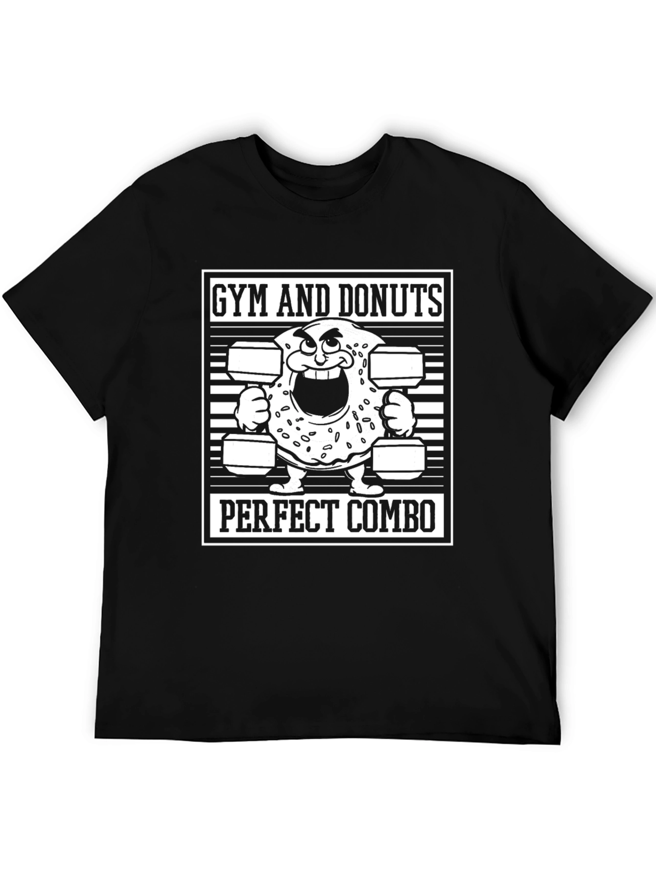 Gym and Donuts Perfect Combo Black T-Shirt