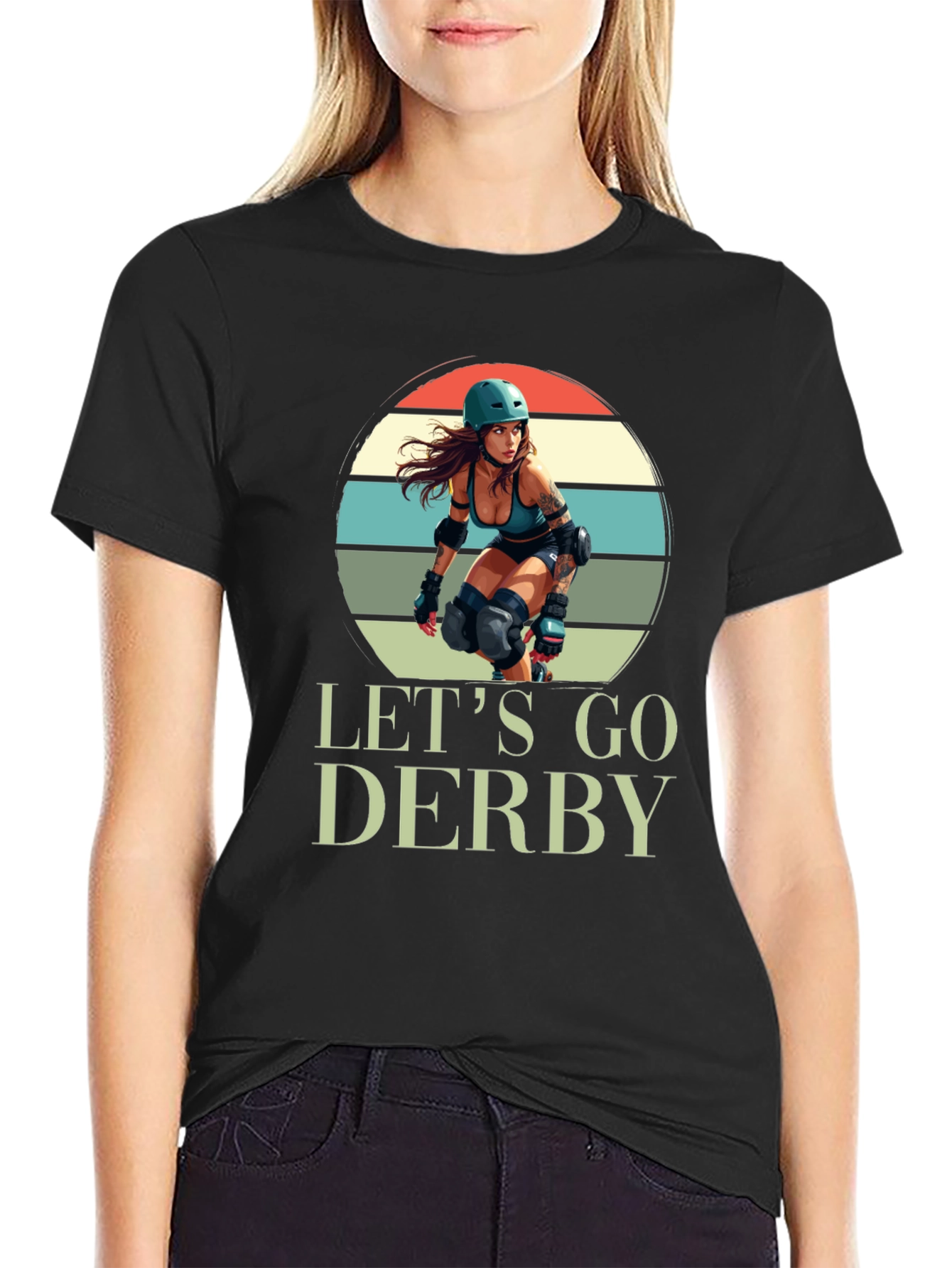 Lets Go Derby T-Shirt Roller Girl Retro Style
