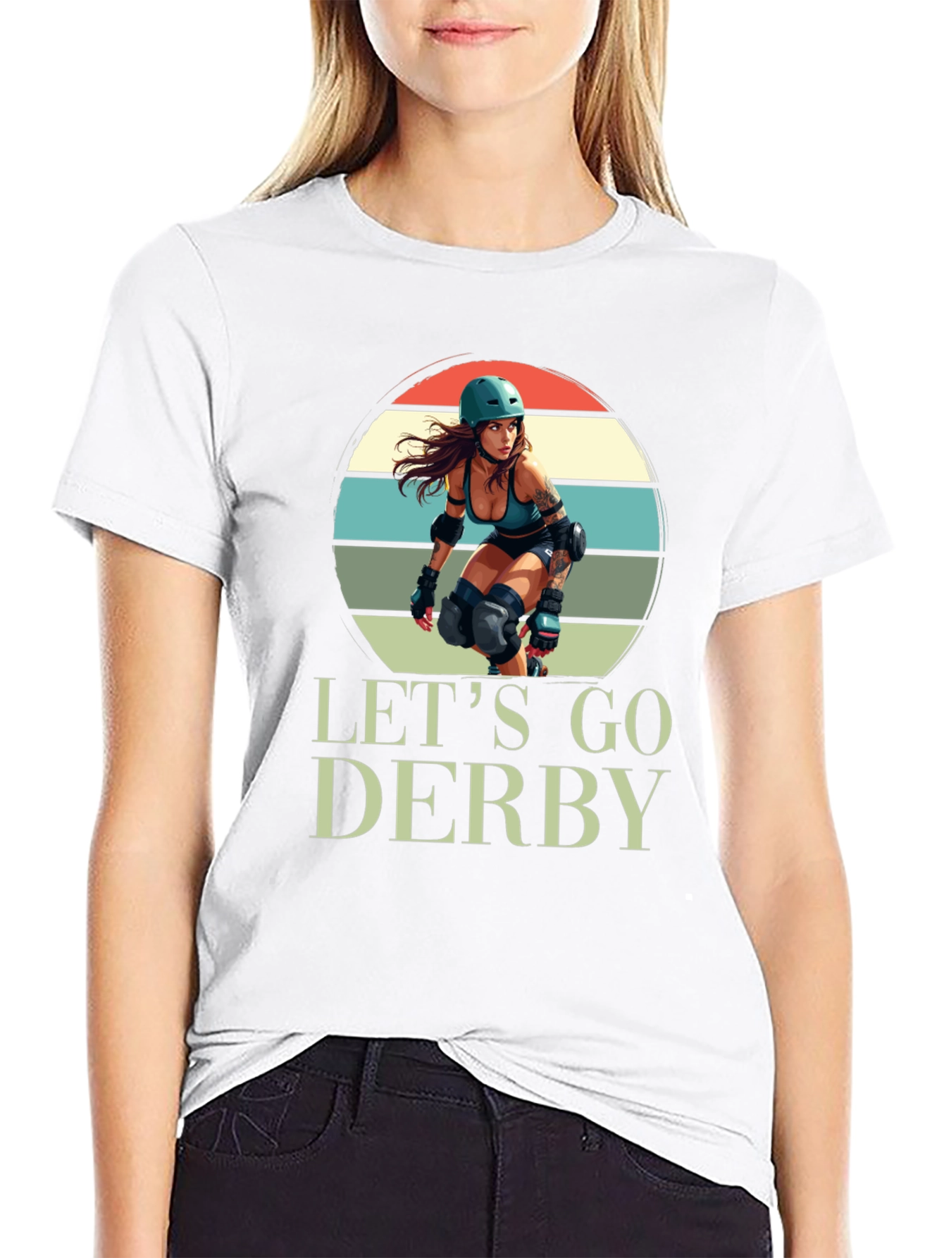 Lets Go Derby T-Shirt Roller Girl Retro Style