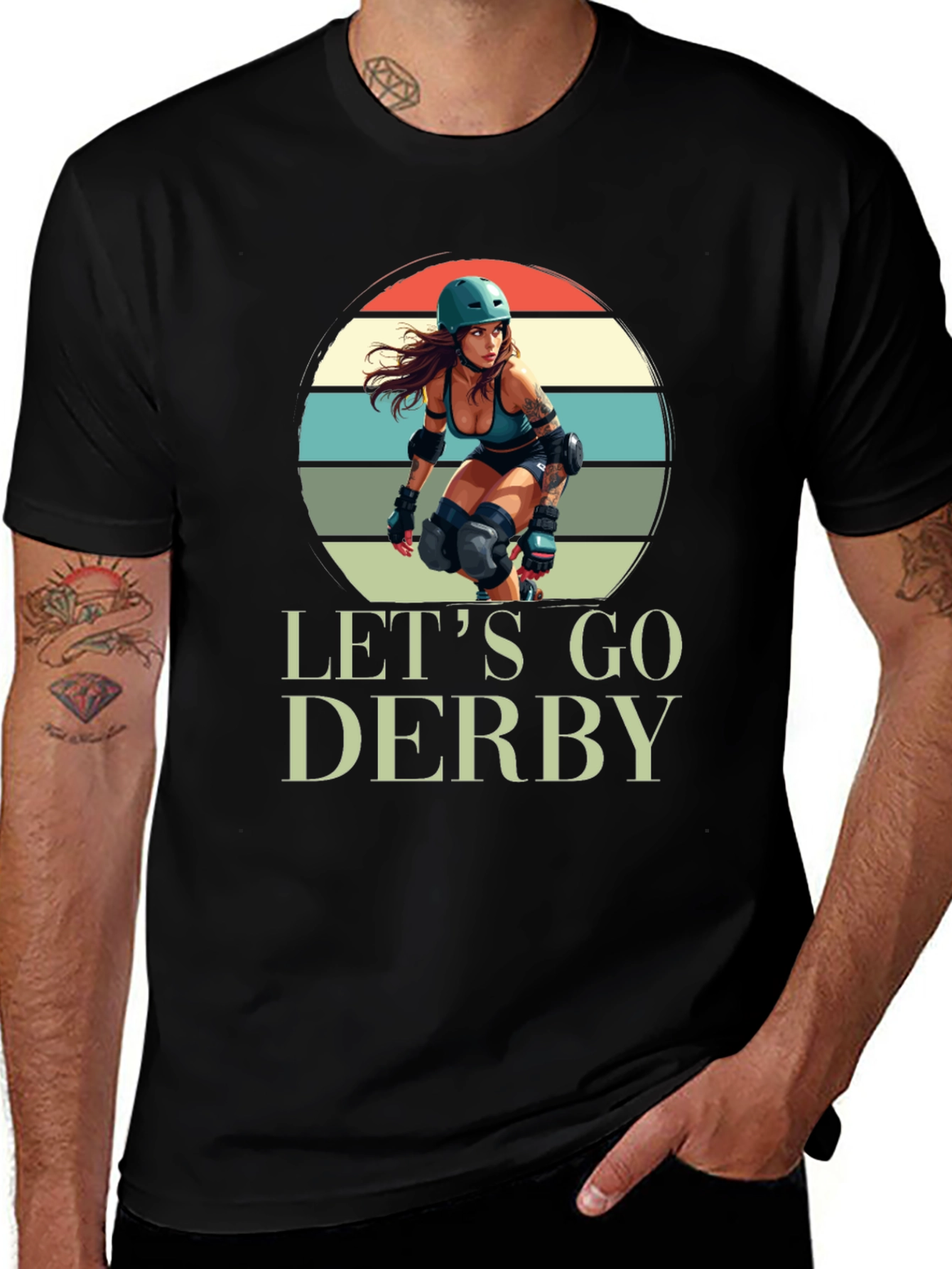Lets Go Derby T-Shirt Roller Girl Retro Style