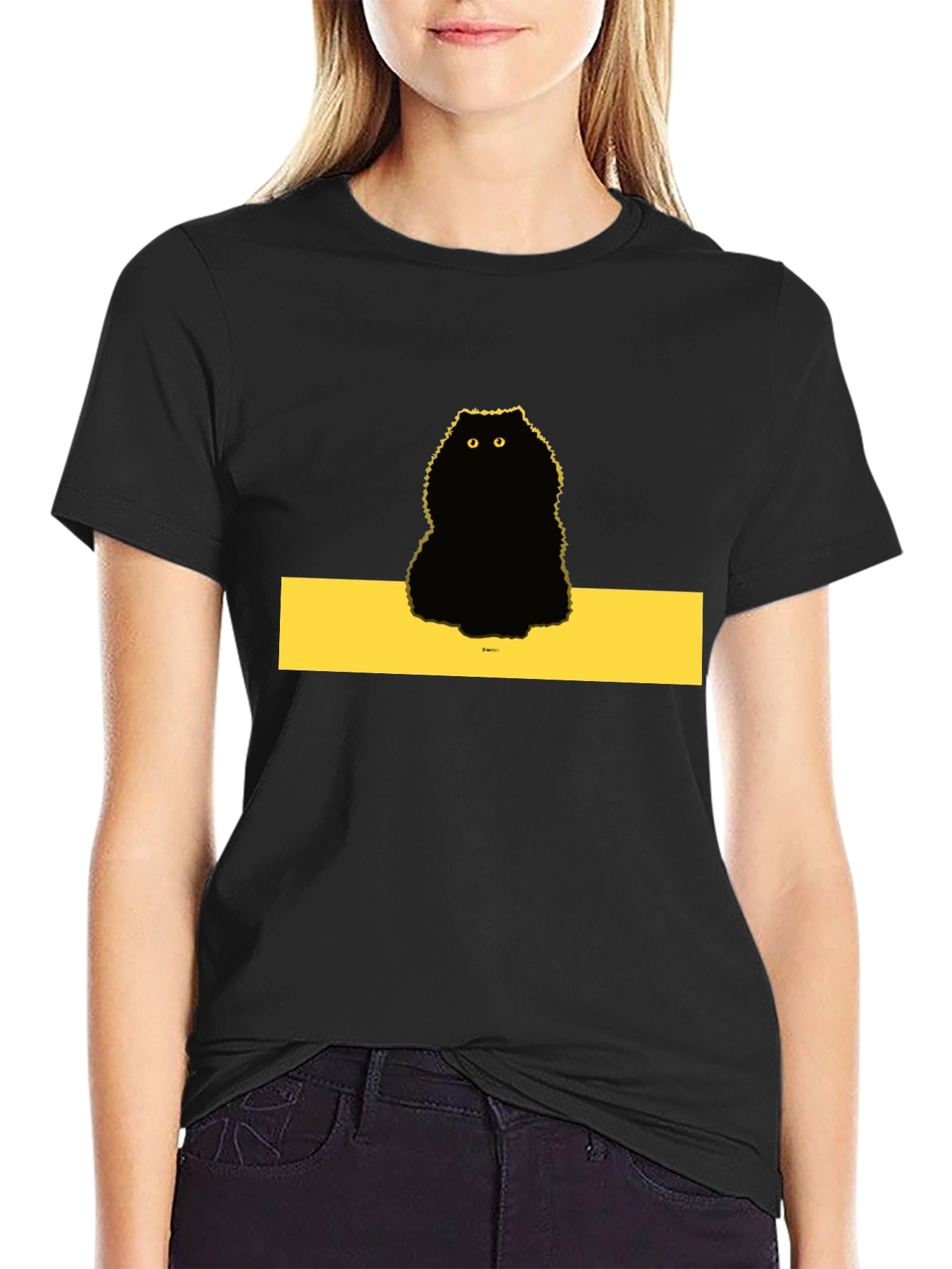 Mens Black Cat Graphic Tee - Unique Design