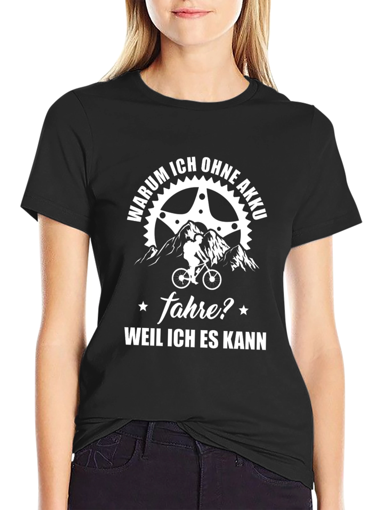 Funny Biker T-Shirt - Warum Ich Ohne Akku Fahre?