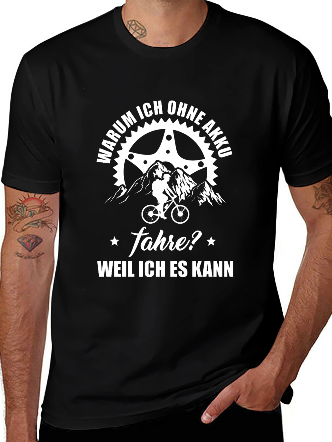 Funny Biker T-Shirt - Warum Ich Ohne Akku Fahre?