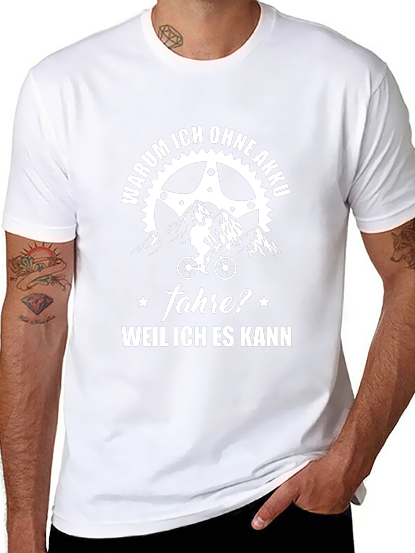 Funny Biker T-Shirt - Warum Ich Ohne Akku Fahre?