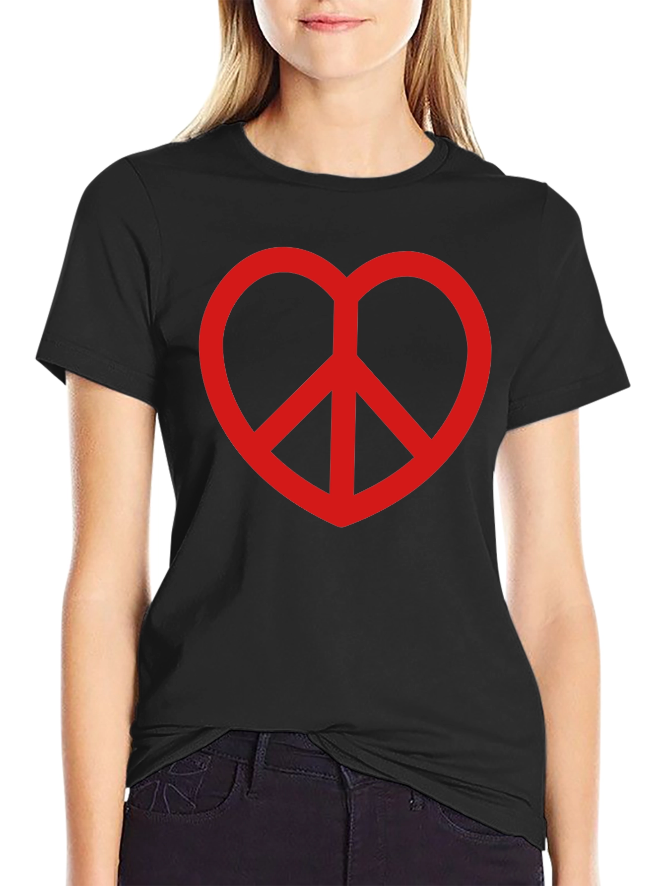 Peace Heart T-Shirt - Black