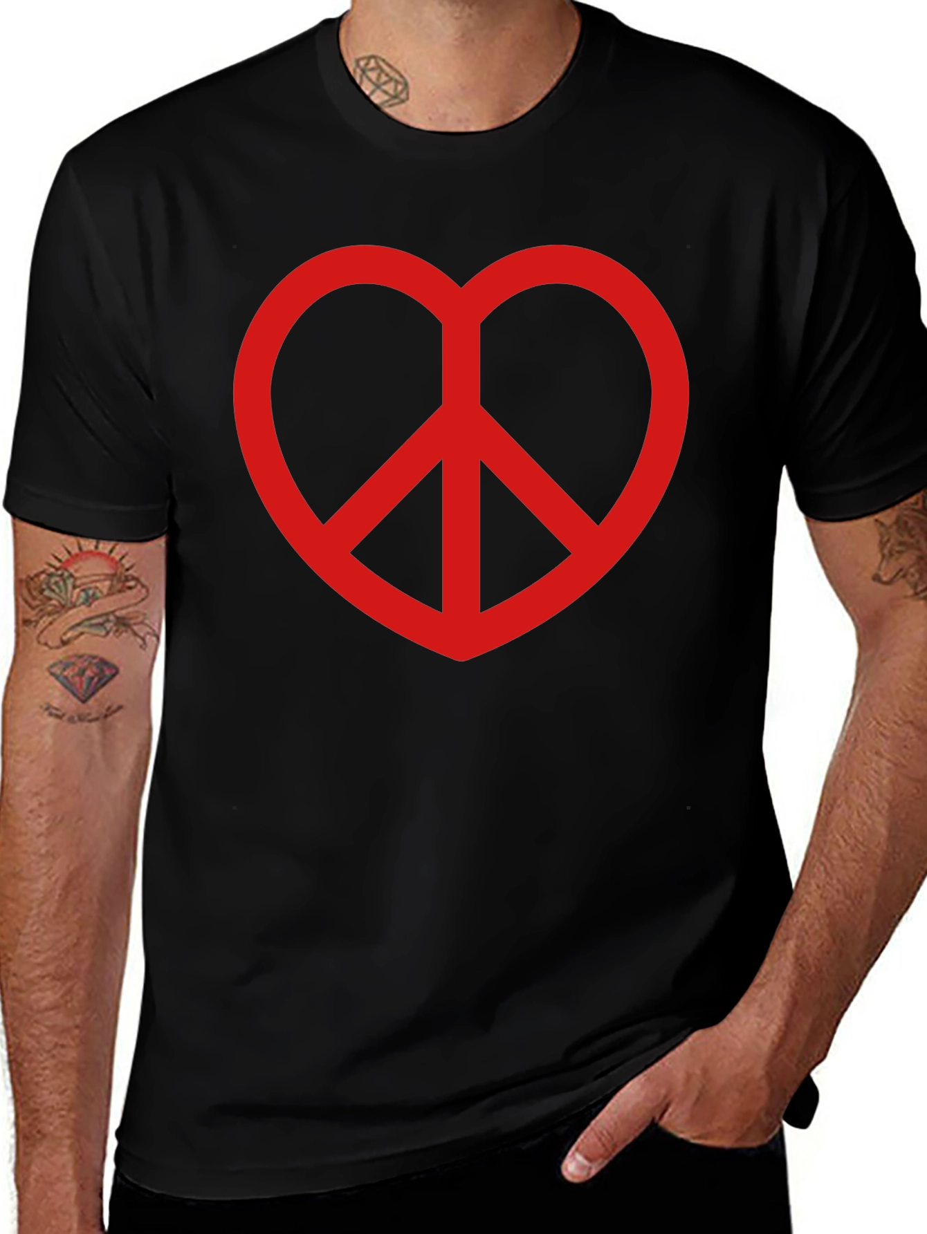 Peace Heart T-Shirt - Black