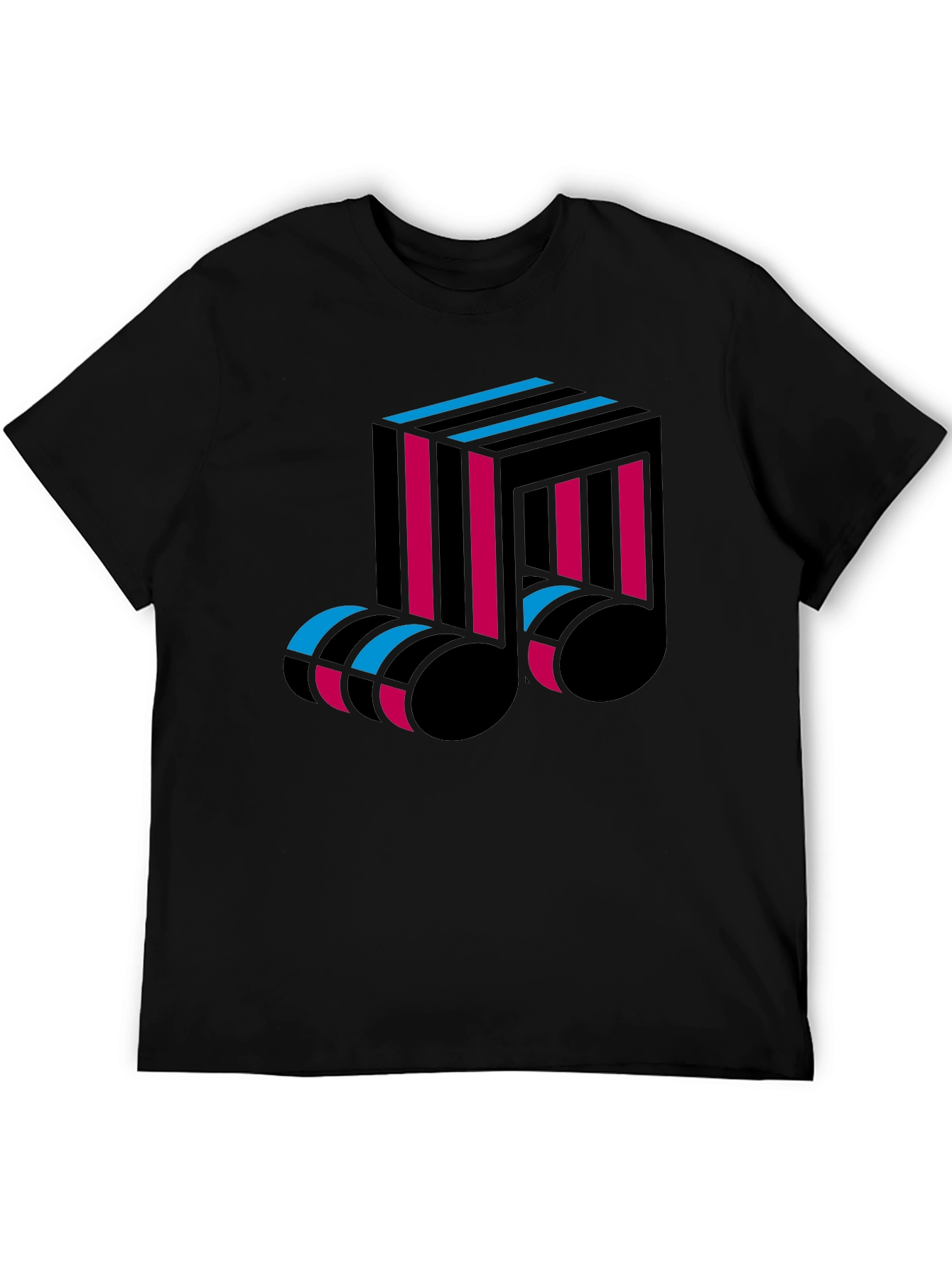 Abstract Music Note Graphic Tee - Black Cotton T-Shirt