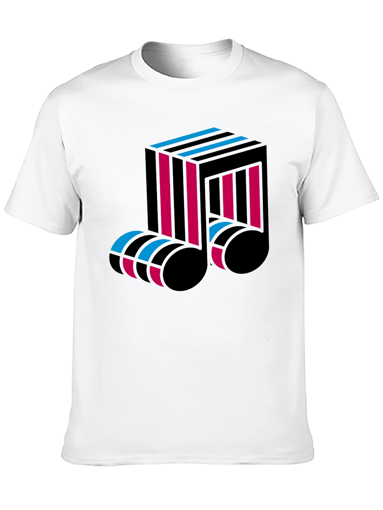 Abstract Music Note Graphic Tee - Black Cotton T-Shirt