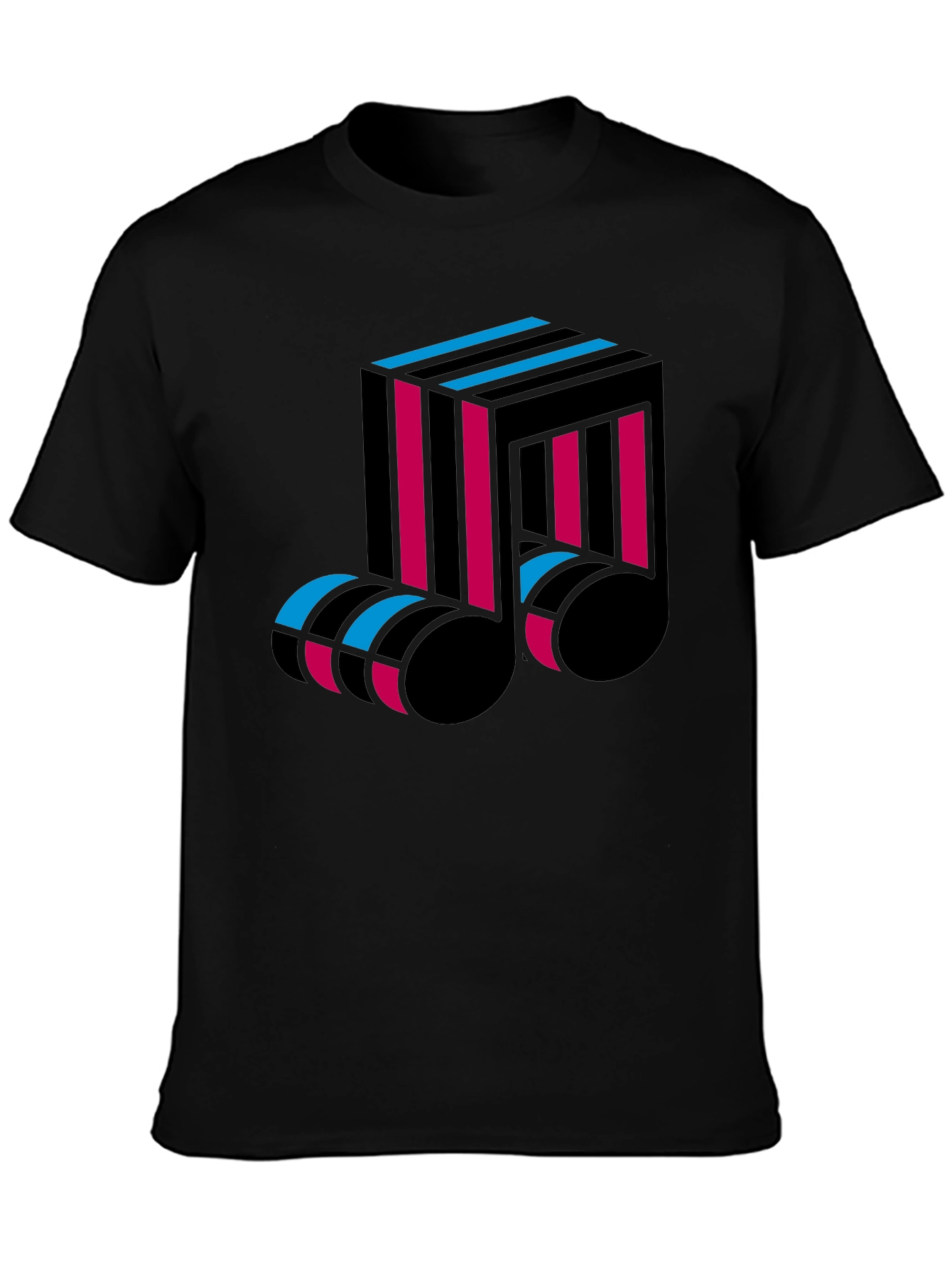 Abstract Music Note Graphic Tee - Black Cotton T-Shirt