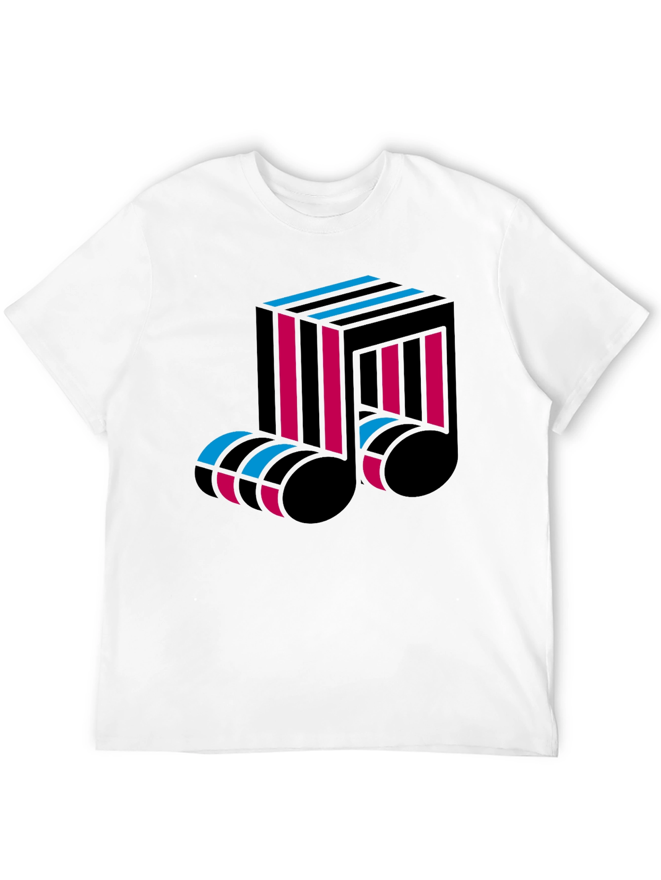 Abstract Music Note Graphic Tee - Black Cotton T-Shirt