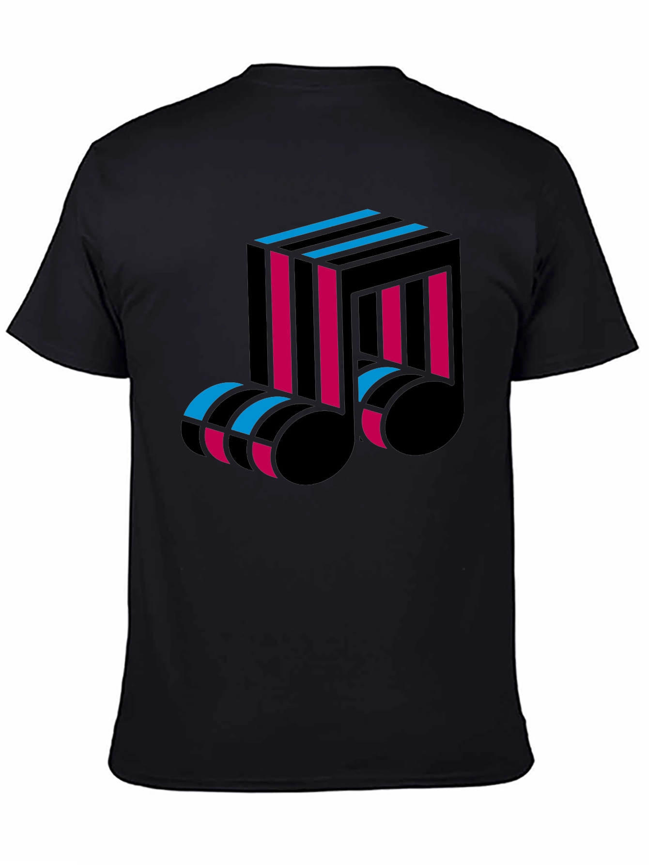 Abstract Music Note Graphic Tee - Black Cotton T-Shirt