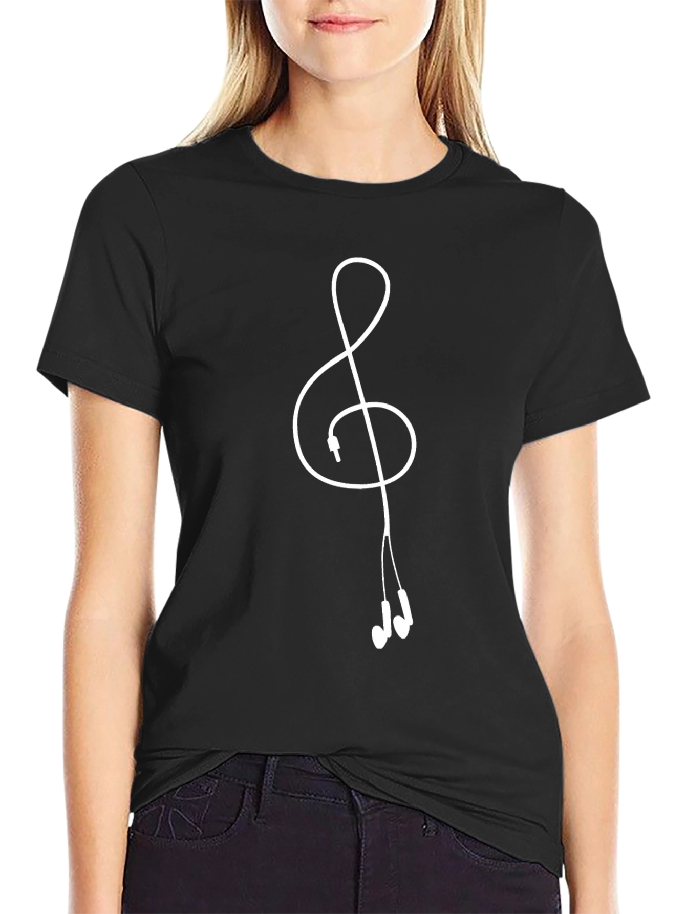 Music Lovers T-Shirt - Treble Clef Earbuds