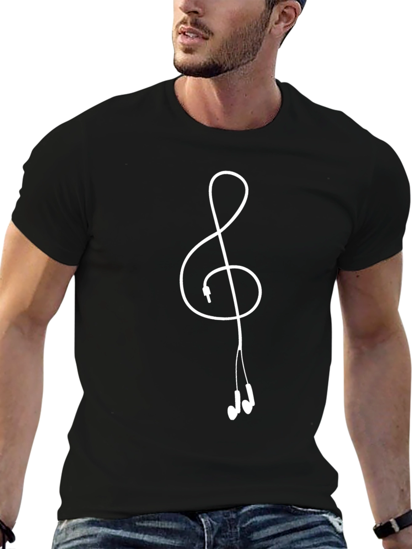 Music Lovers T-Shirt - Treble Clef Earbuds