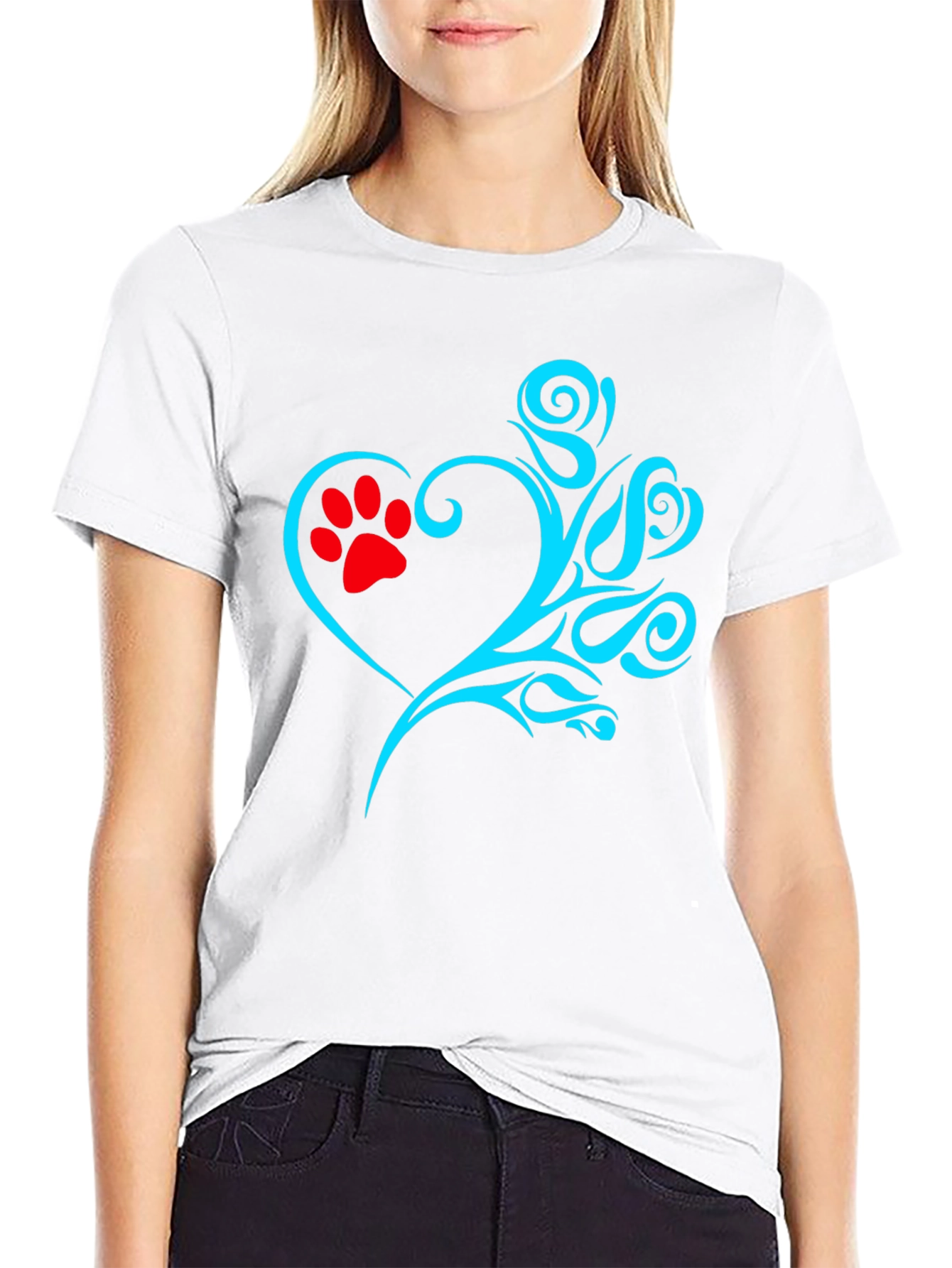 Heart Paw Print Graphic T-Shirt